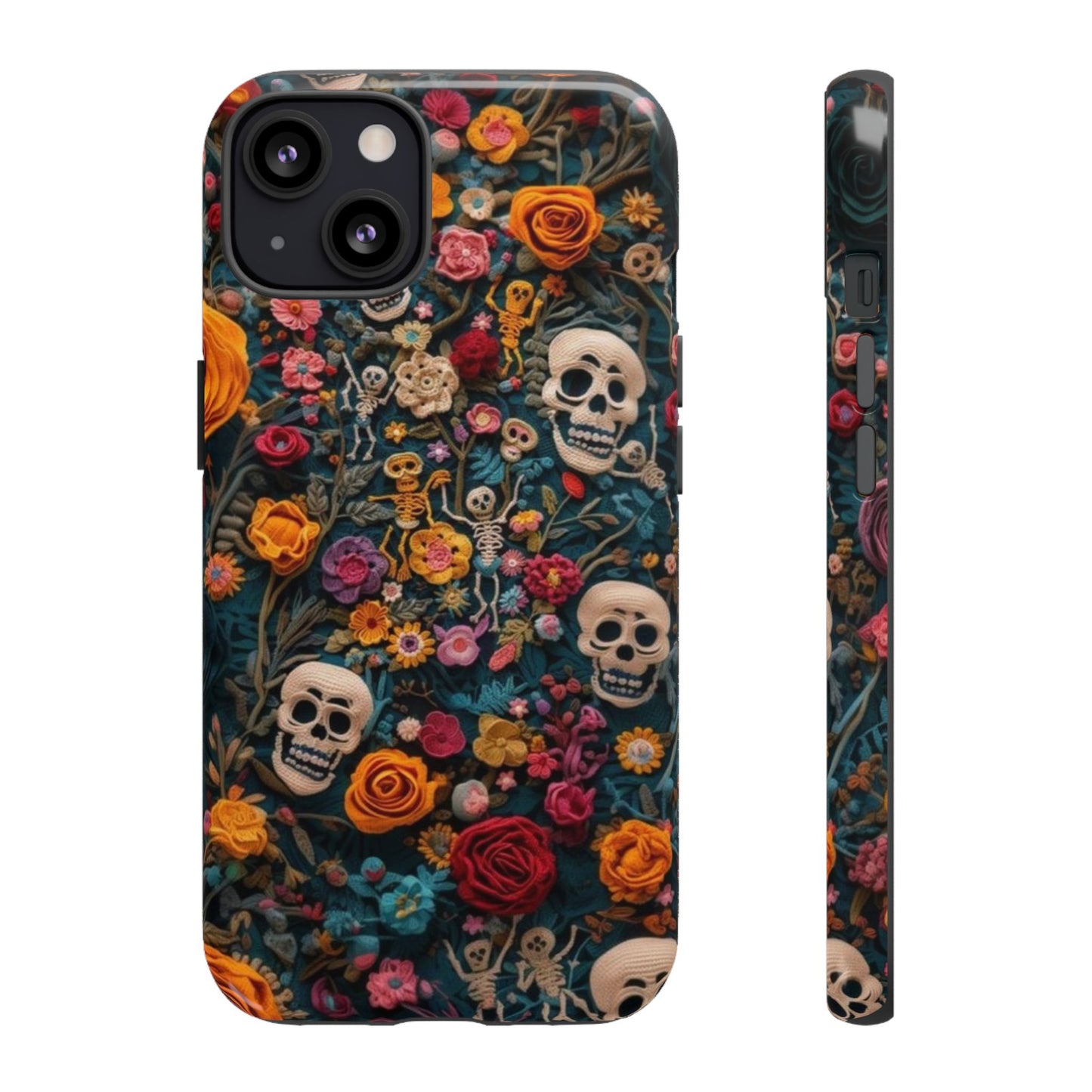 Gothic Floral Phone Case with Skulls