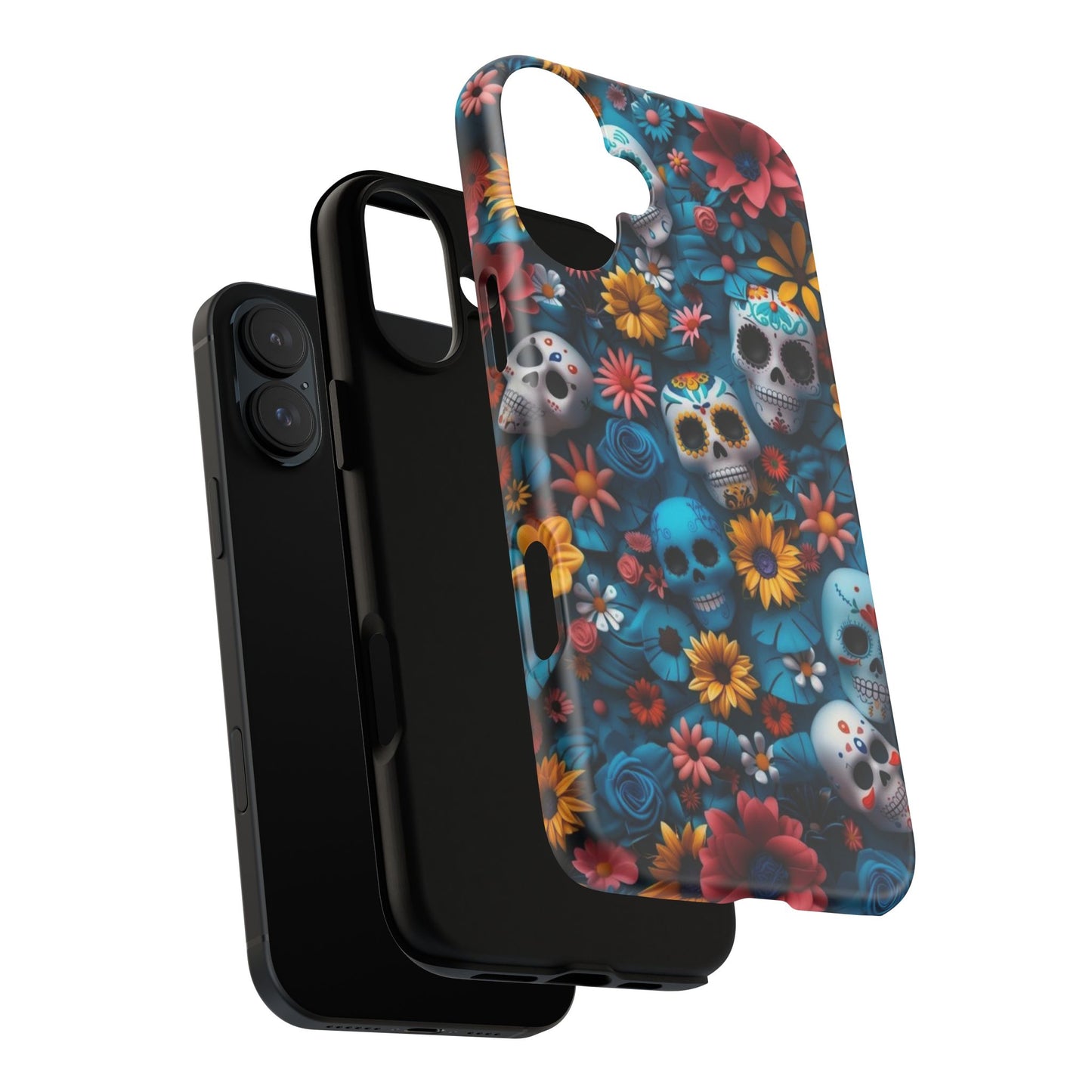 Colorful Floral Skull Phone Case - Day of the Dead Inspired Tough Cases