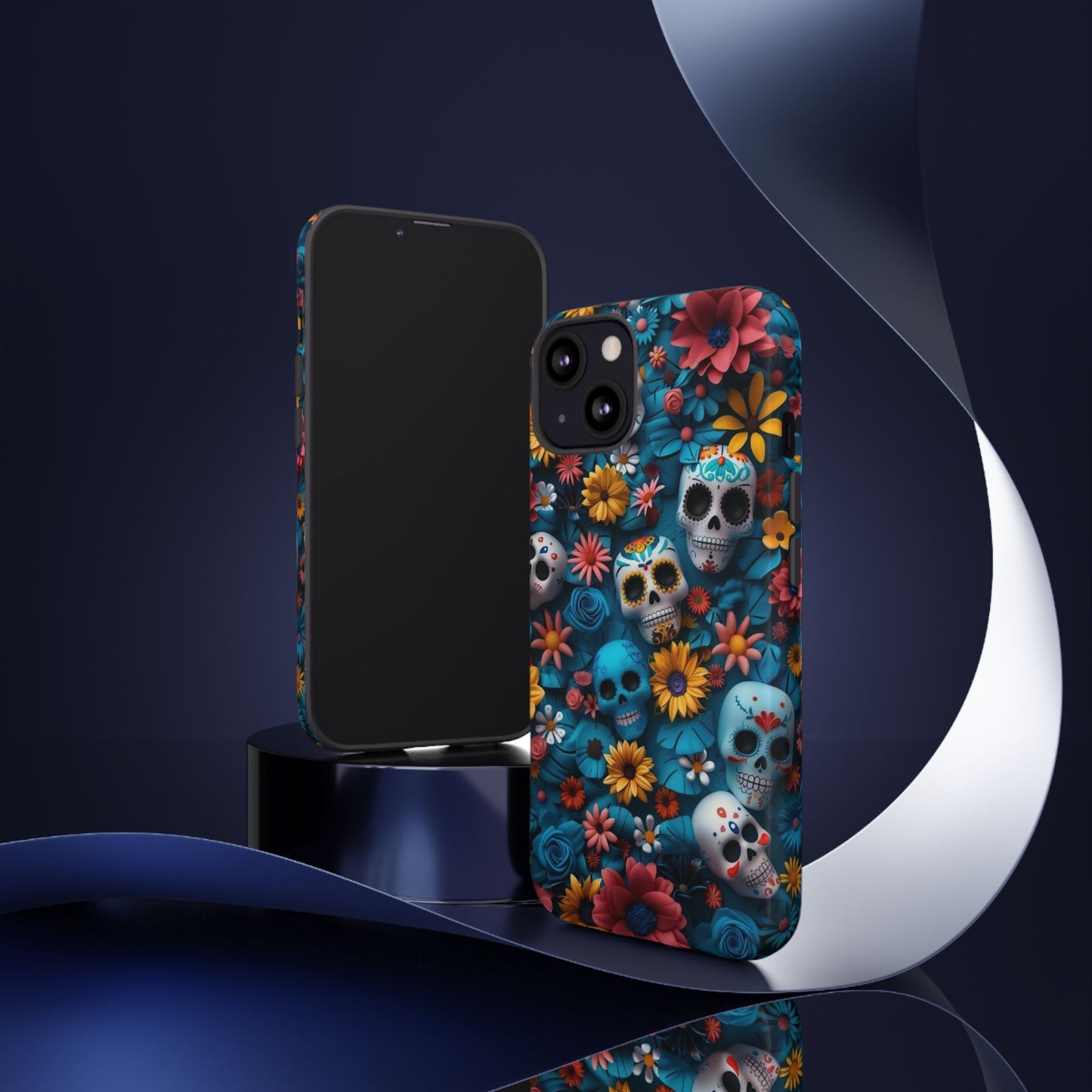 Colorful Floral Skull Phone Case - Day of the Dead Inspired Tough Cases