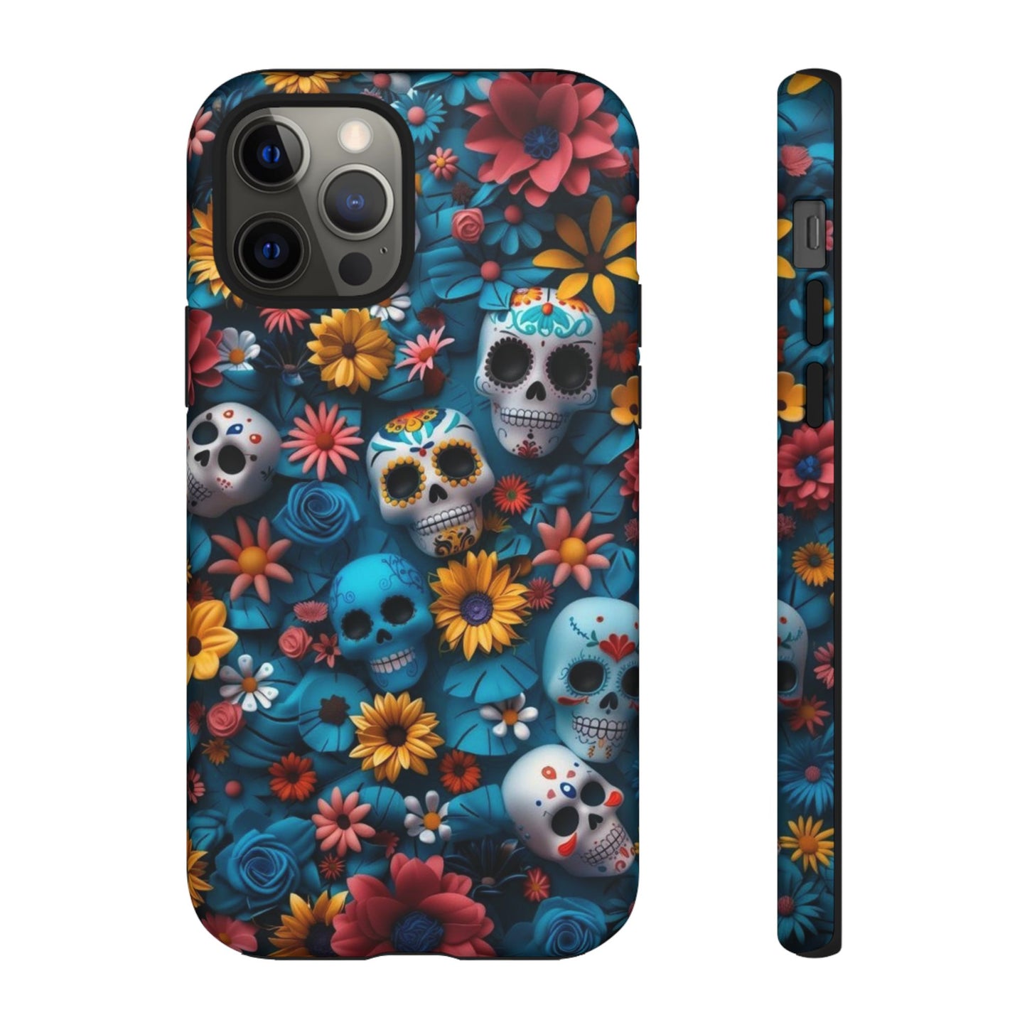 Colorful Floral Skull Phone Case - Day of the Dead Inspired Tough Cases