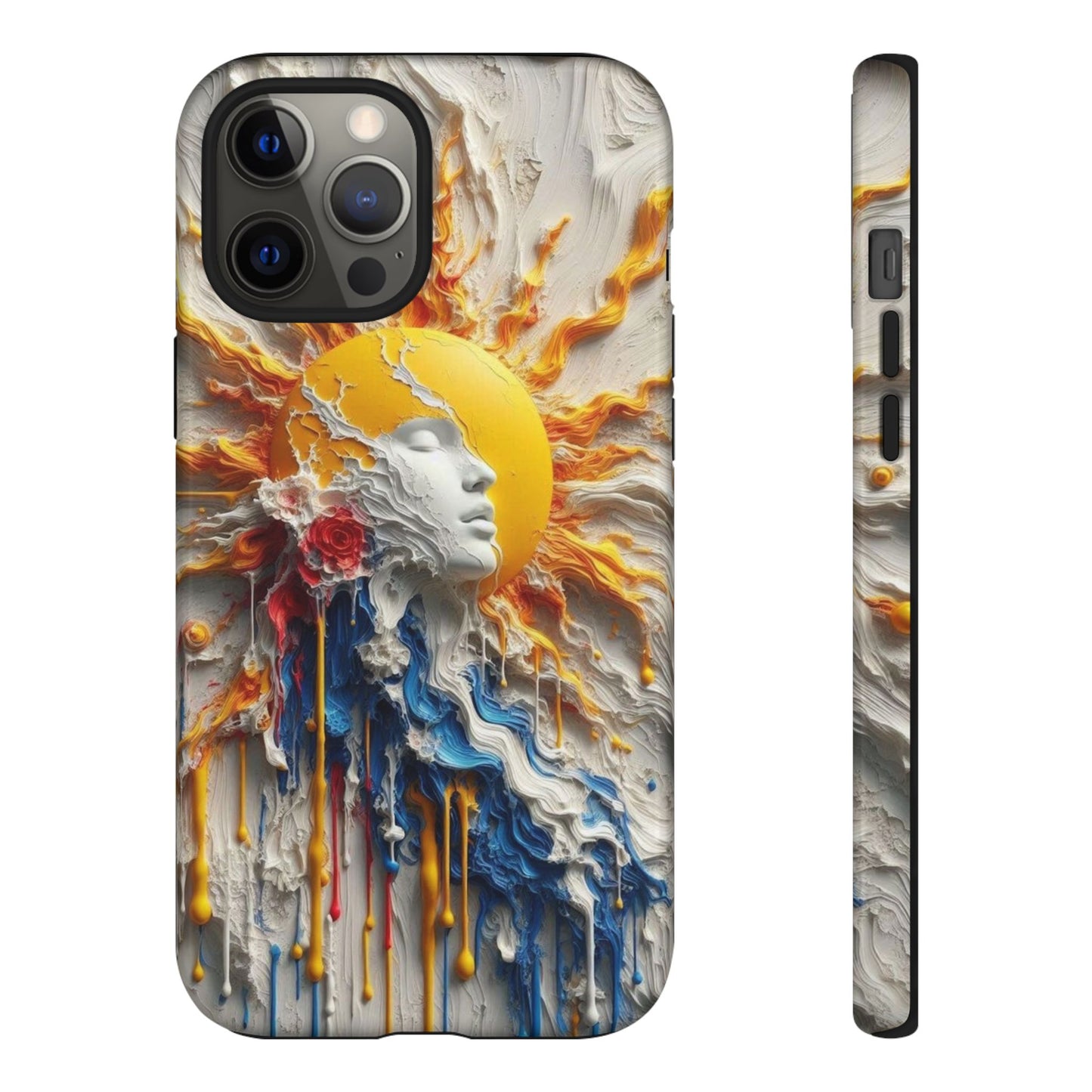 Artistic Phone Case - Sun & Floral Design for Creative Souls