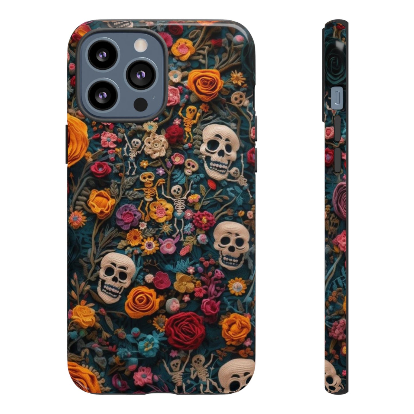 Gothic Floral Phone Case with Skulls