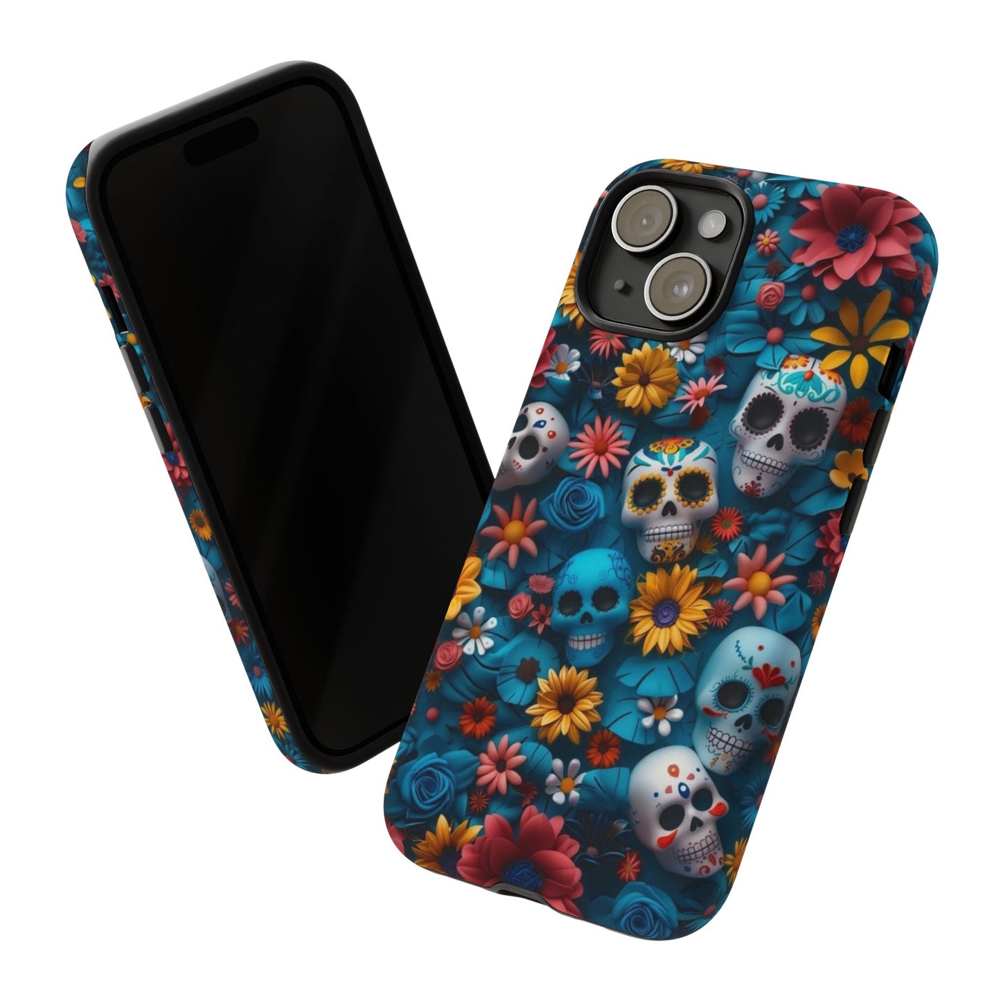 Colorful Floral Skull Phone Case - Day of the Dead Inspired Tough Cases