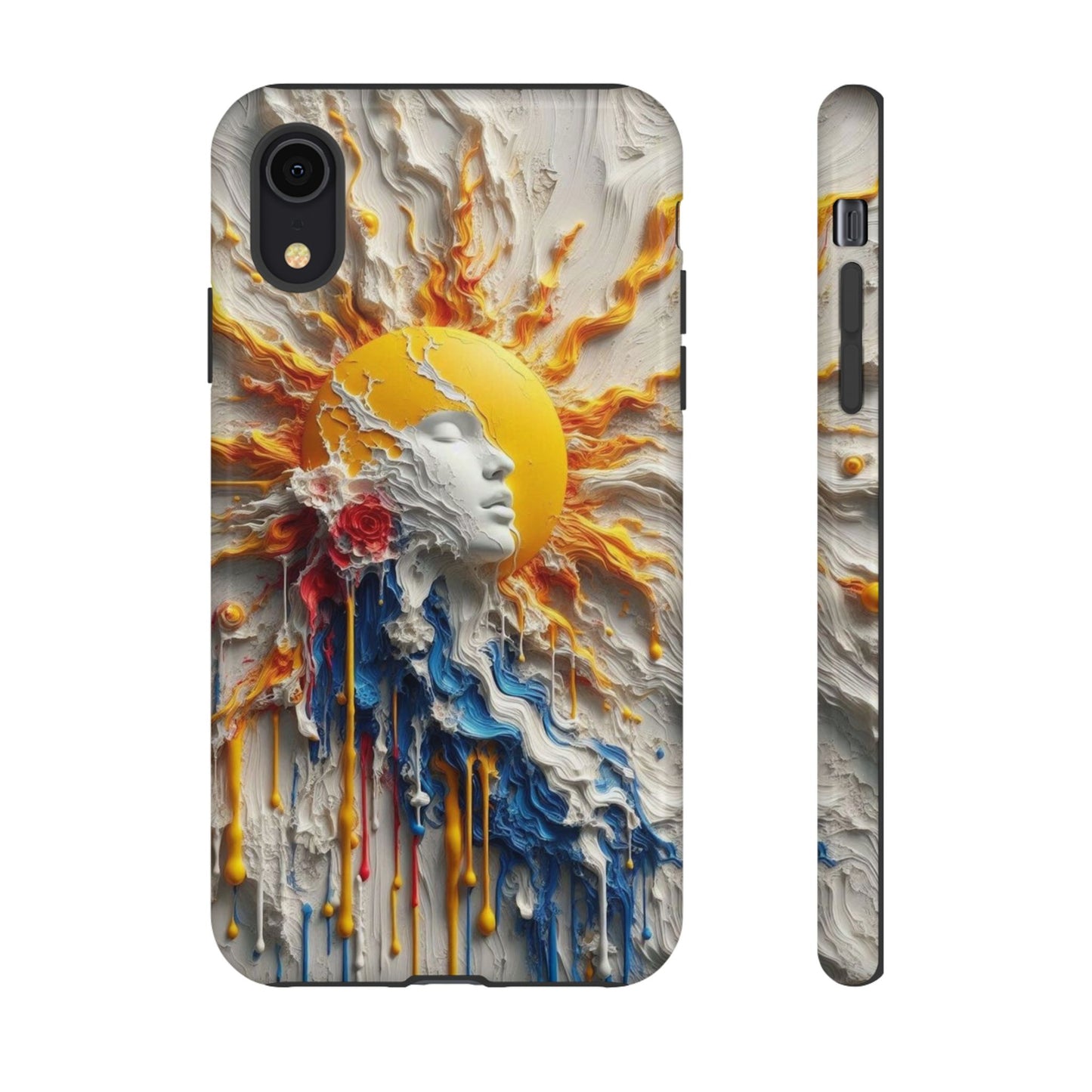 Artistic Phone Case - Sun & Floral Design for Creative Souls