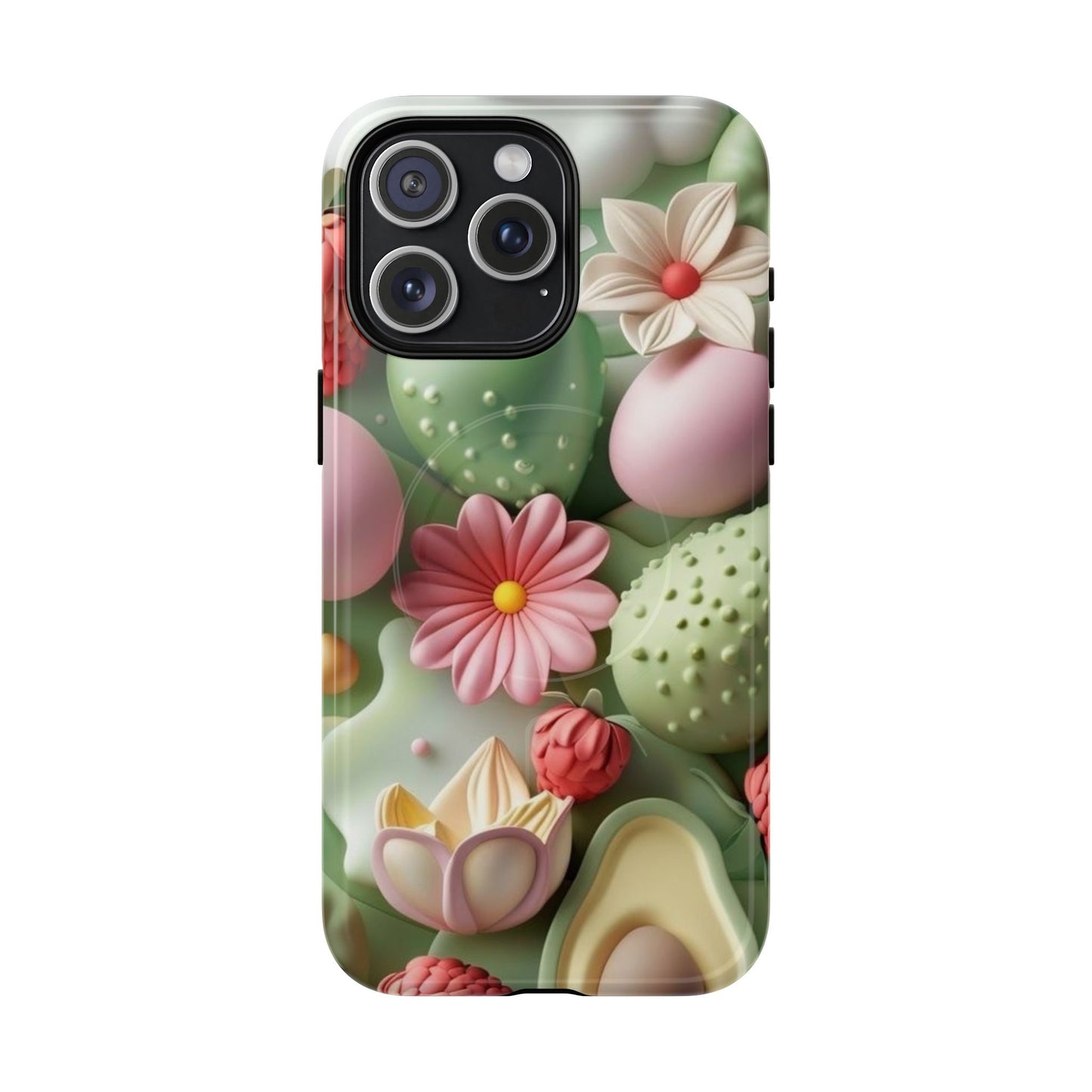 Floral Tough Magnetic Phone Case - Vibrant Cactus Design for Flower Lovers