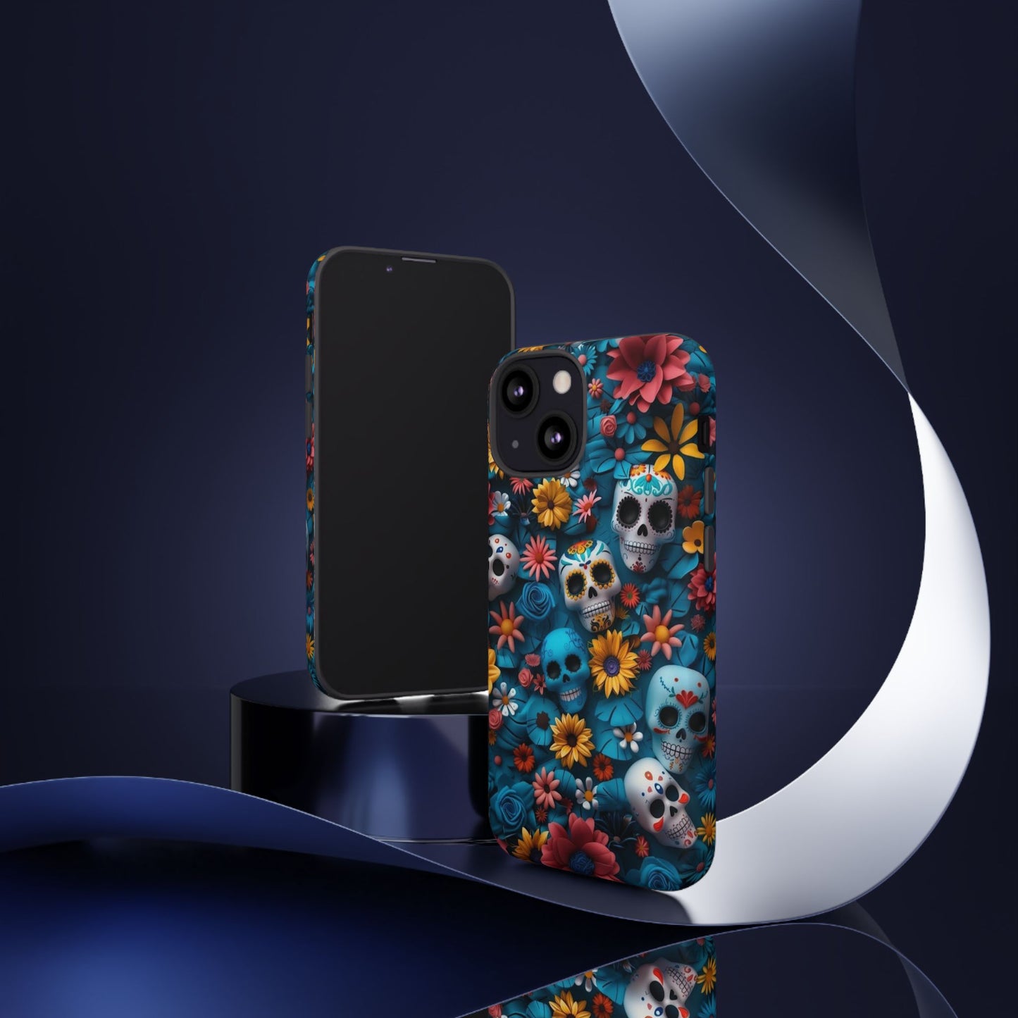 Colorful Floral Skull Phone Case - Day of the Dead Inspired Tough Cases