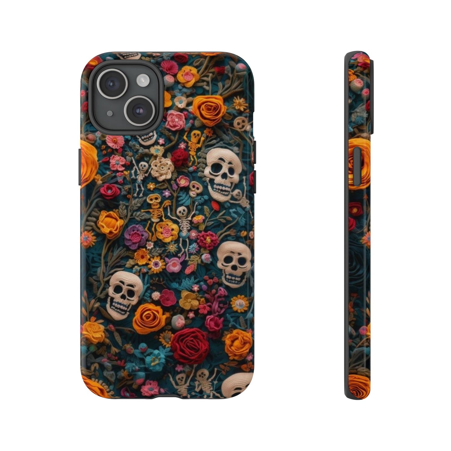 Gothic Floral Phone Case with Skulls