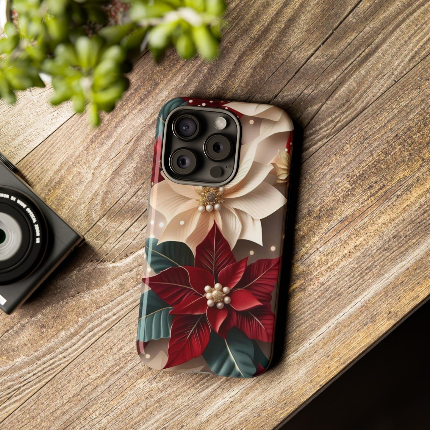 Festive Floral Phone Case - Holiday Design for Tough Protection