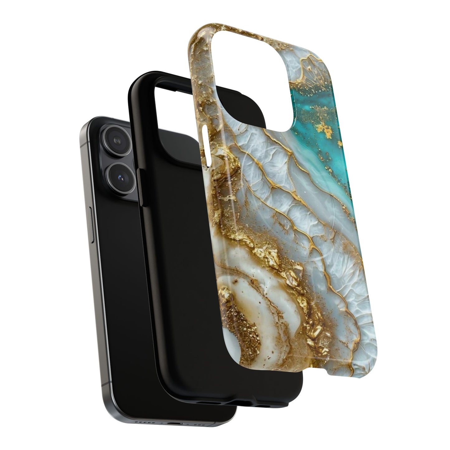 Elegant Tough Magnetic Phone Case with Marble Design