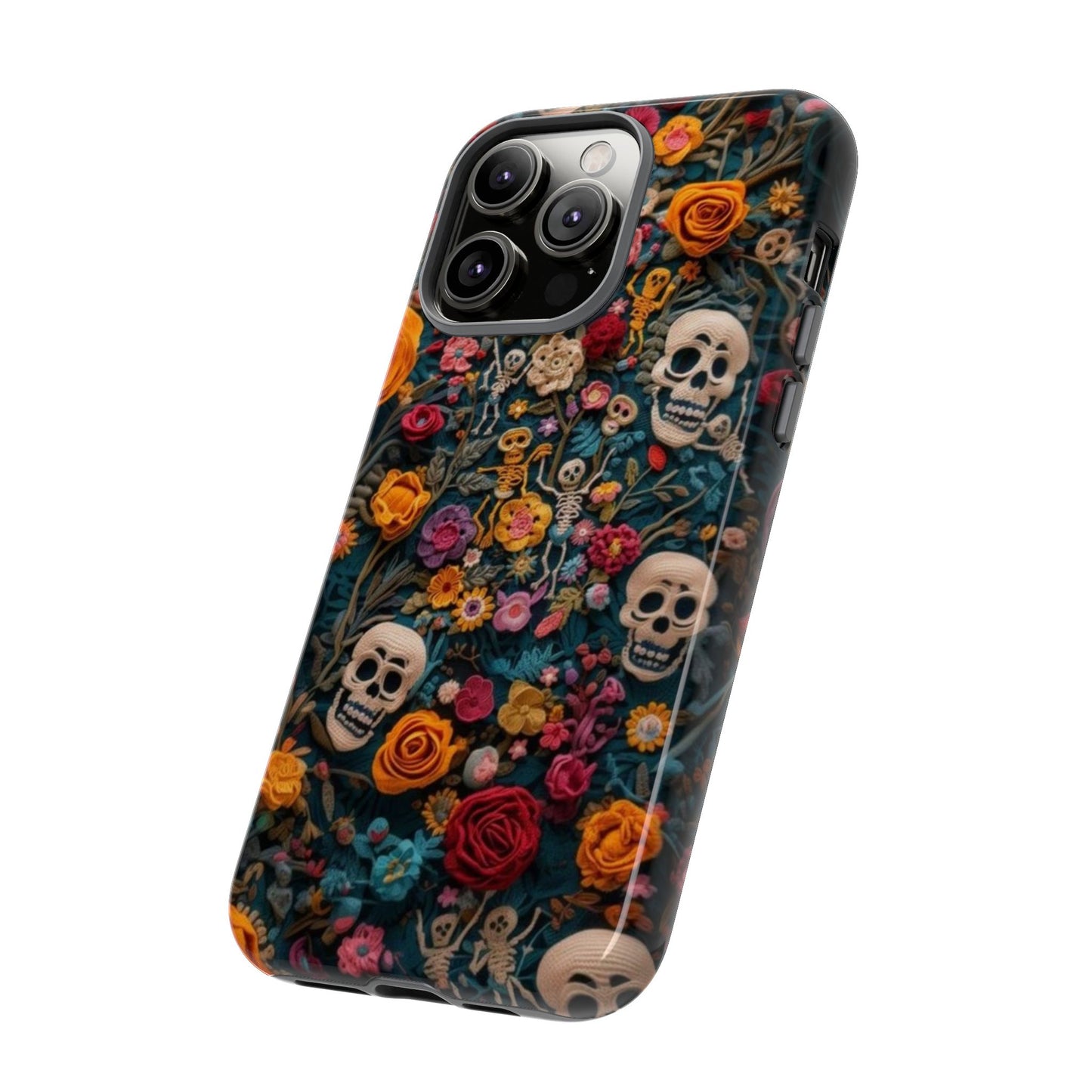 Gothic Floral Phone Case with Skulls