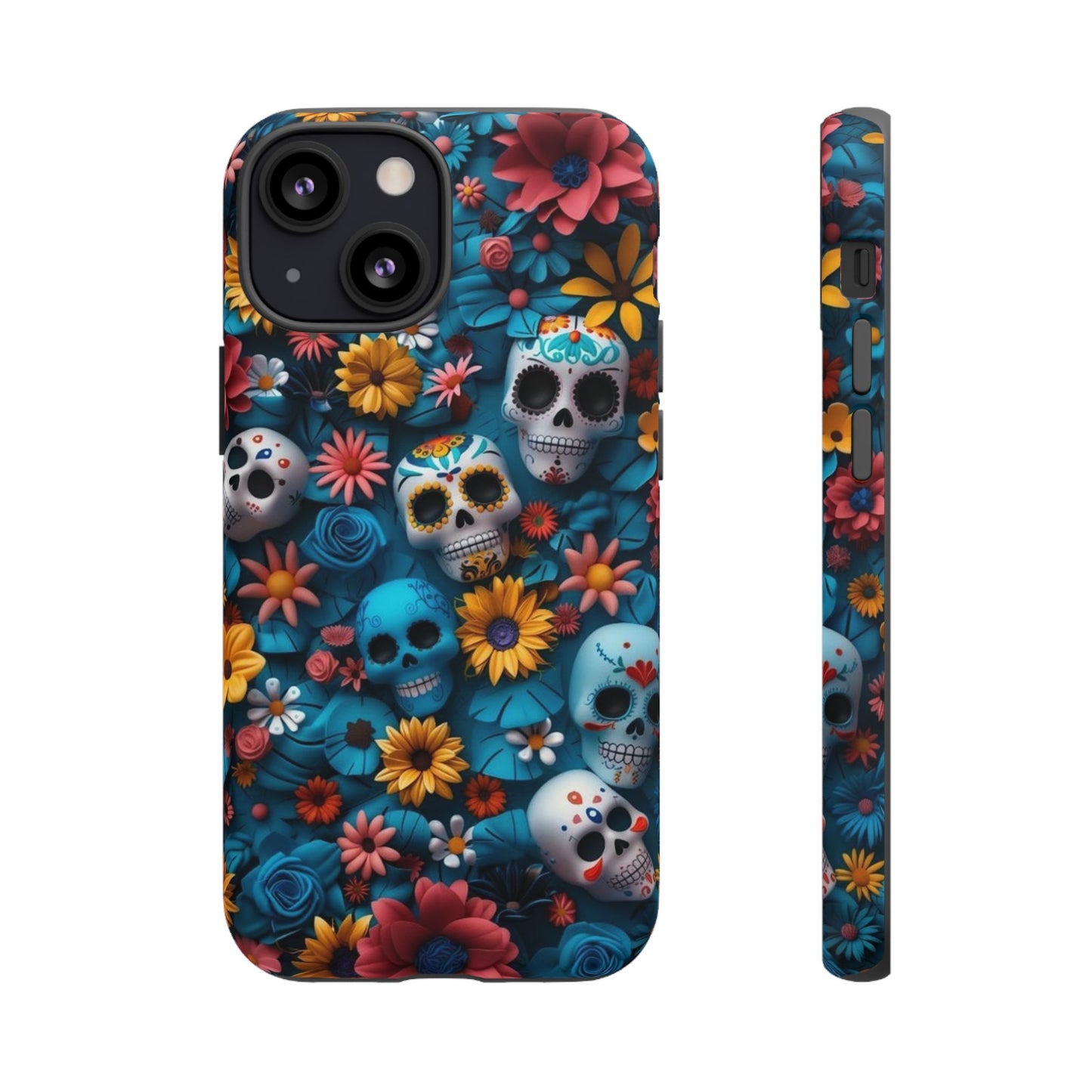 Colorful Floral Skull Phone Case - Day of the Dead Inspired Tough Cases