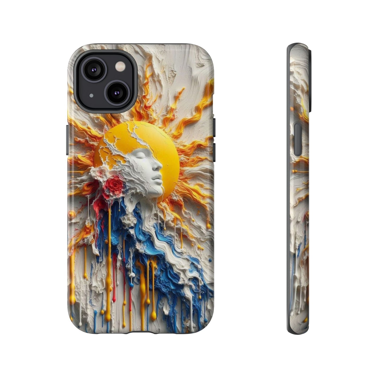 Artistic Phone Case - Sun & Floral Design for Creative Souls