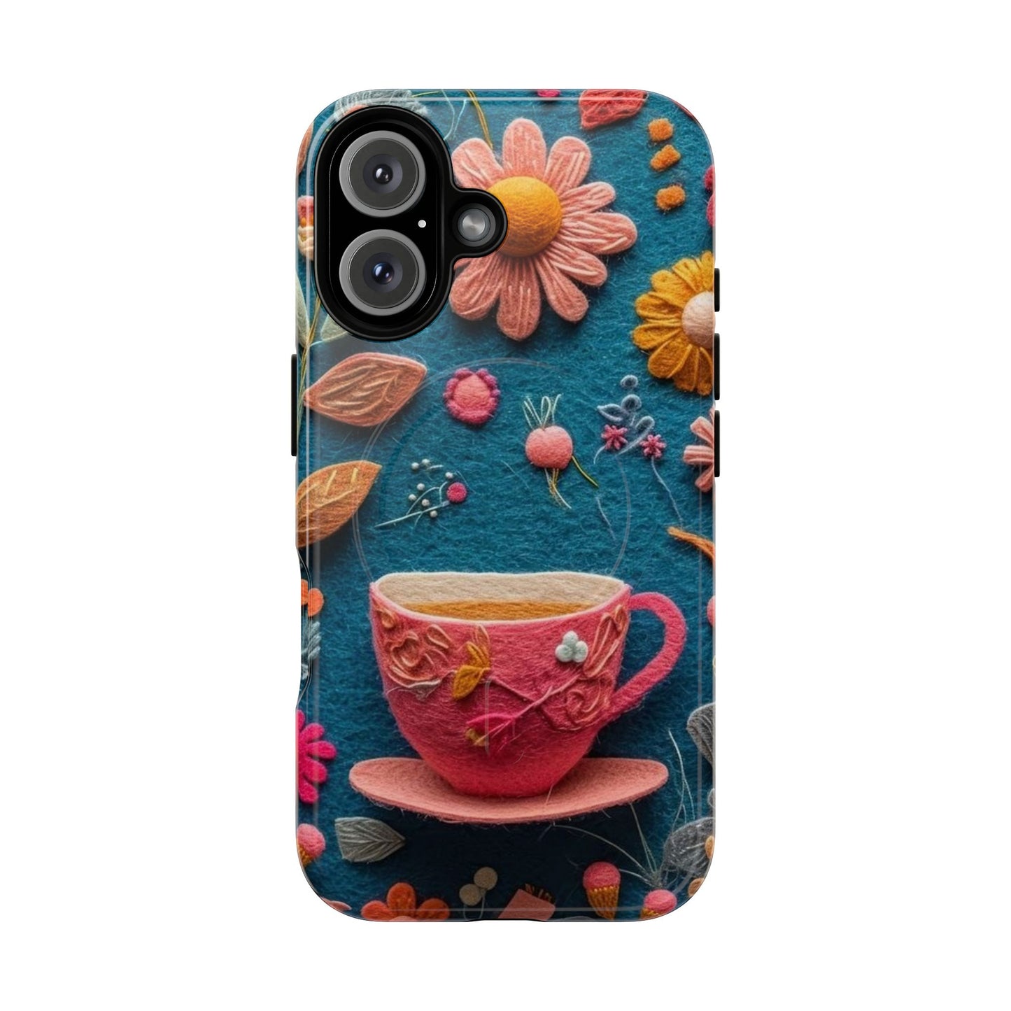 Floral Embroidered Tough Magnetic Phone Case