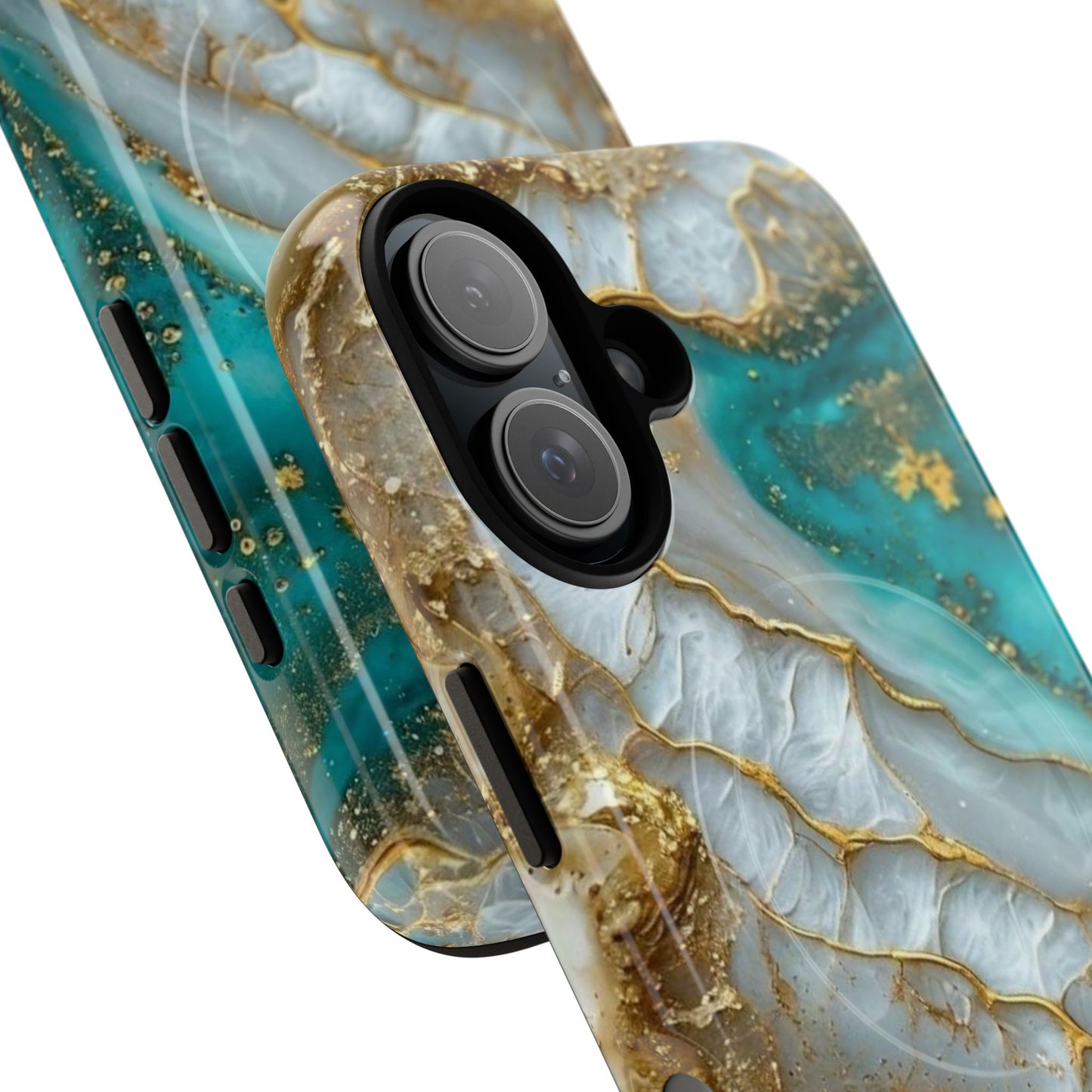 Elegant Tough Magnetic Phone Case with Marble Design