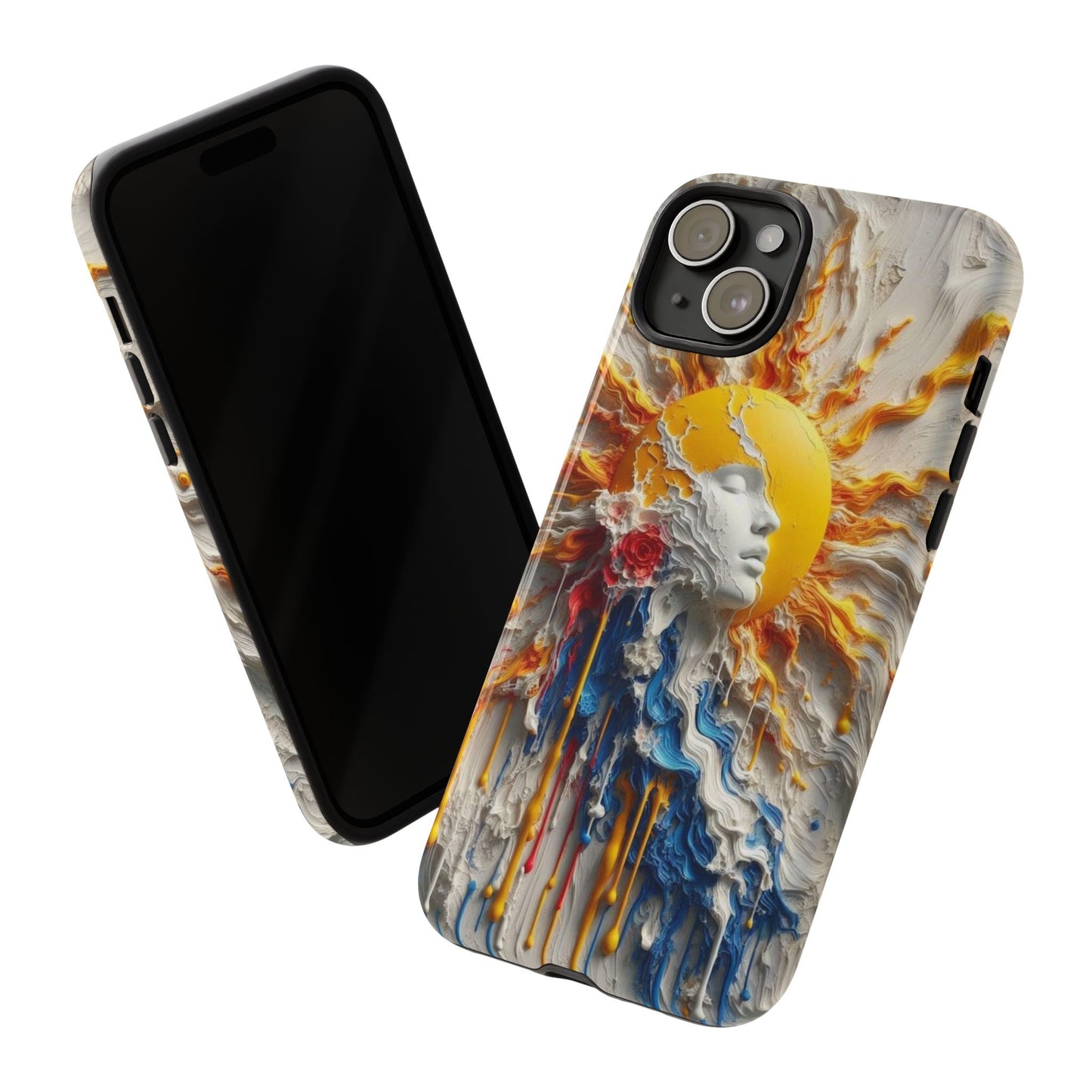 Artistic Phone Case - Sun & Floral Design for Creative Souls