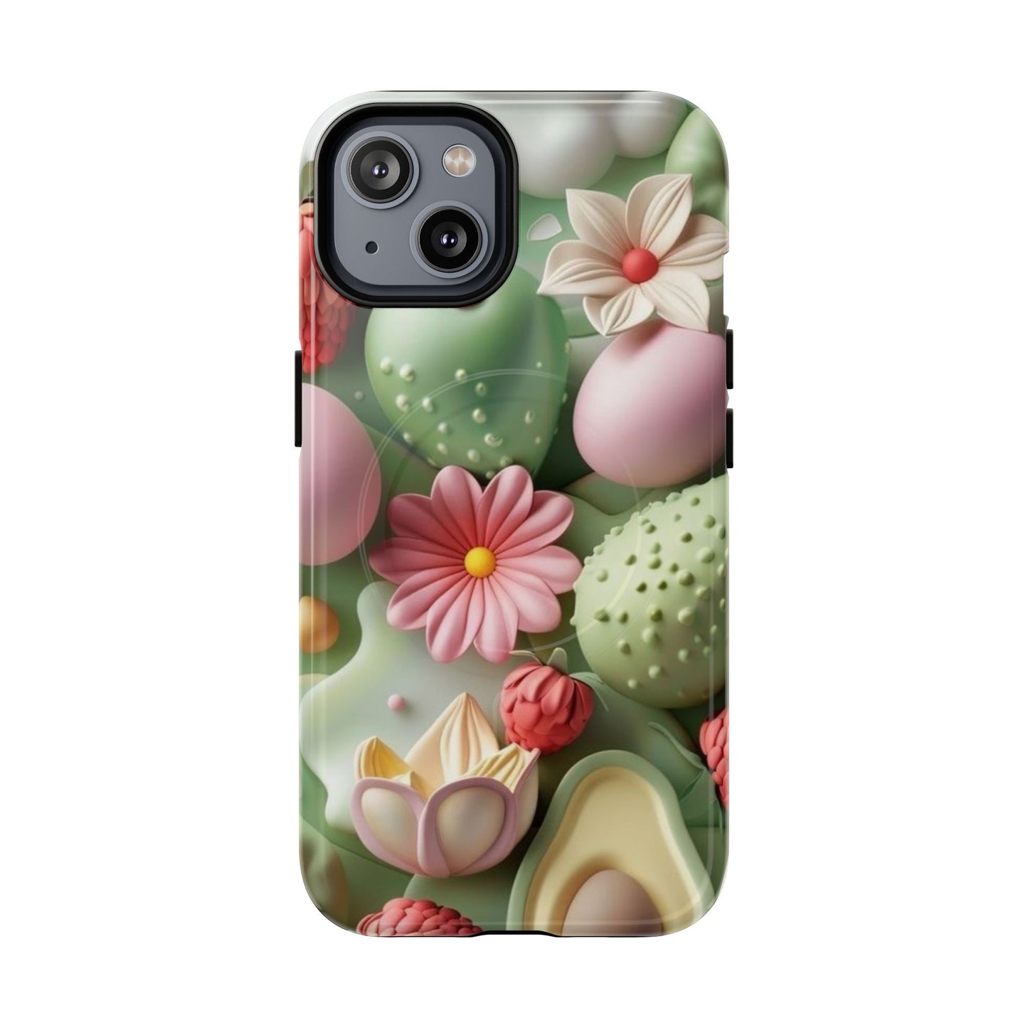 Floral Tough Magnetic Phone Case - Vibrant Cactus Design for Flower Lovers