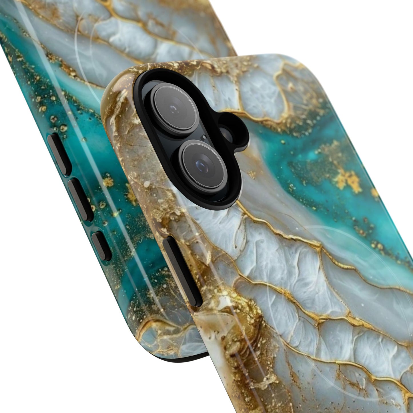 Elegant Tough Magnetic Phone Case with Marble Design