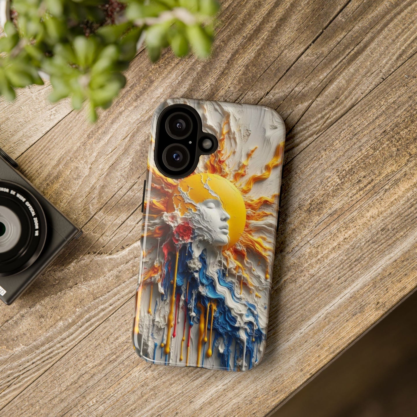 Artistic Phone Case - Sun & Floral Design for Creative Souls