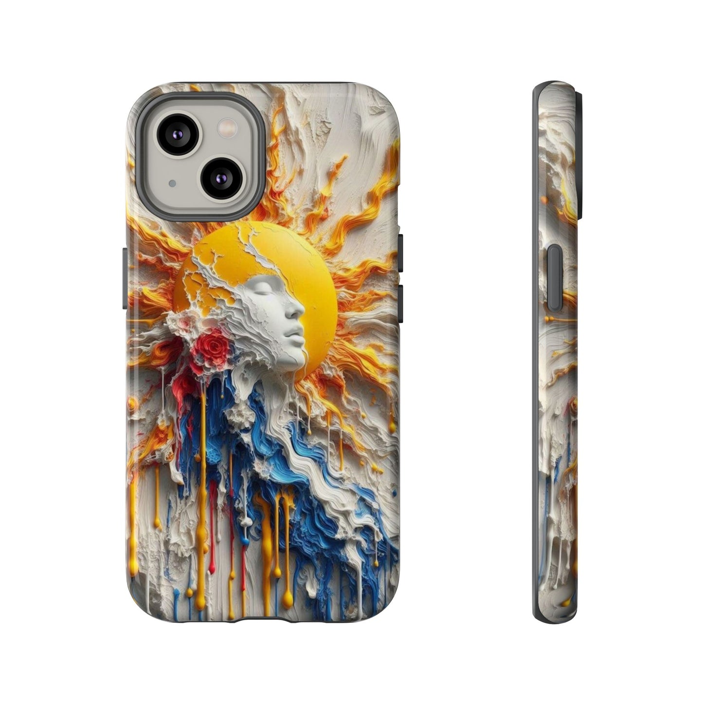 Artistic Phone Case - Sun & Floral Design for Creative Souls