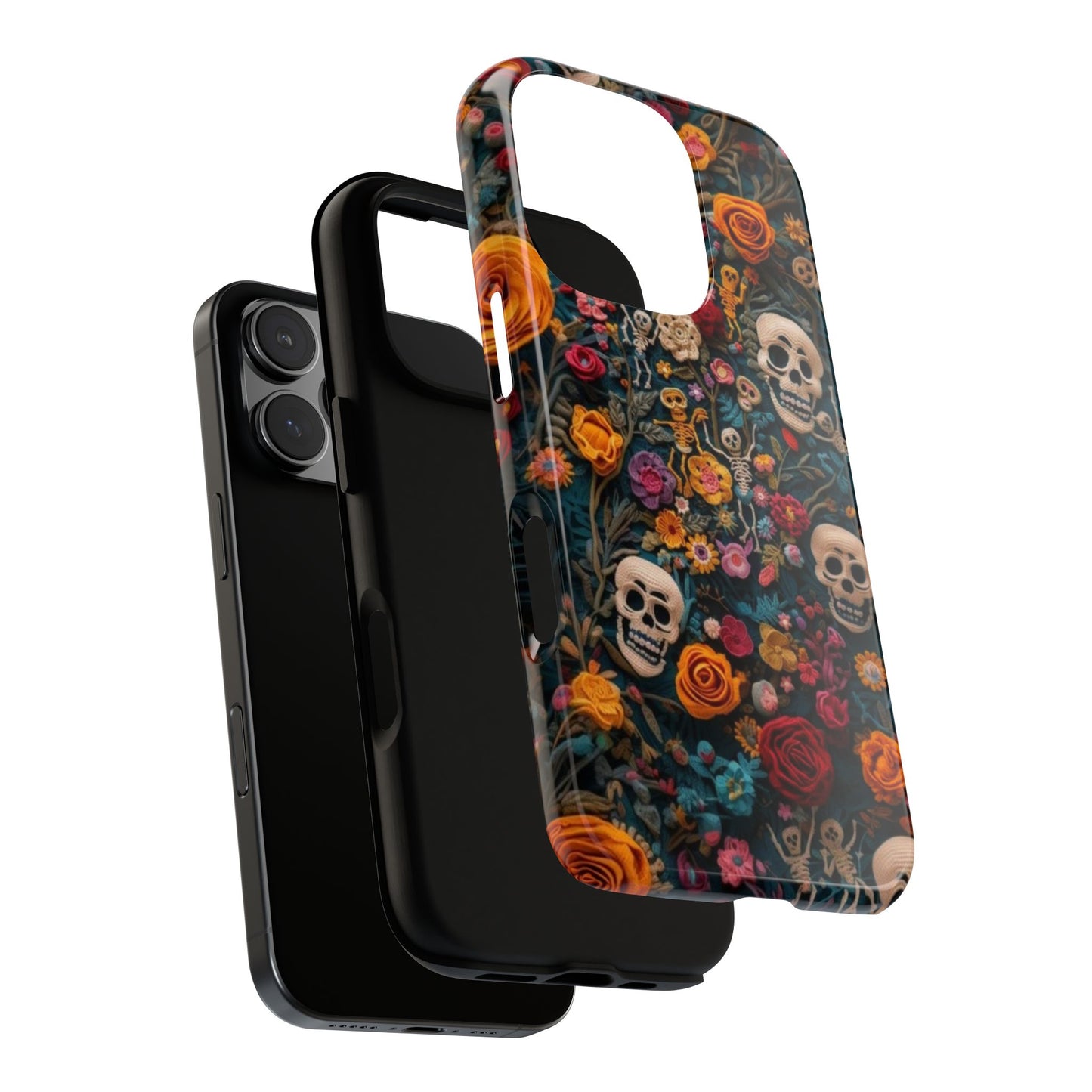 Gothic Floral Phone Case with Skulls