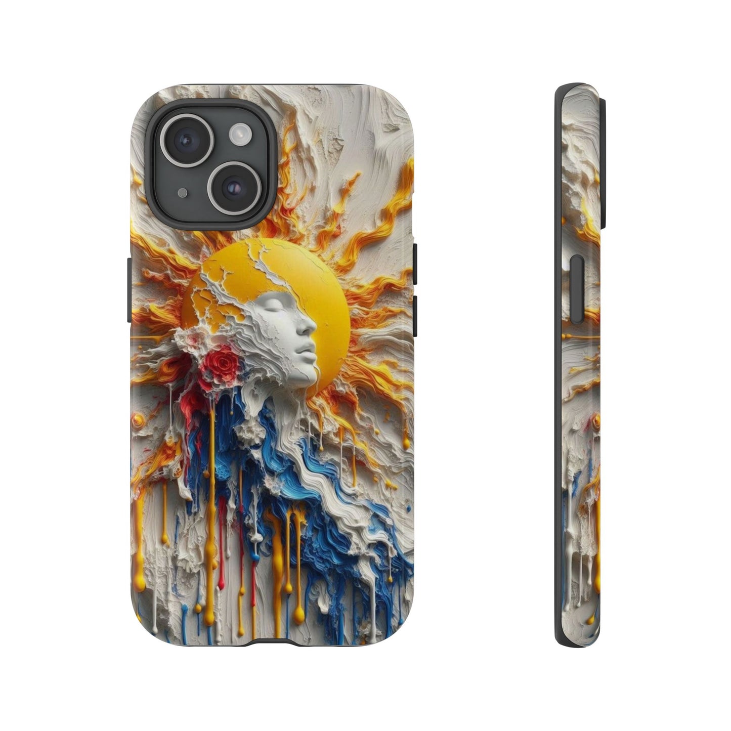 Artistic Phone Case - Sun & Floral Design for Creative Souls