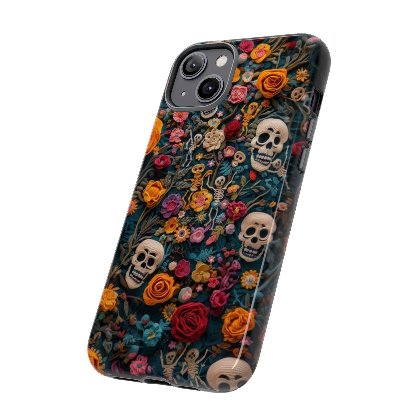 Gothic Floral Phone Case with Skulls