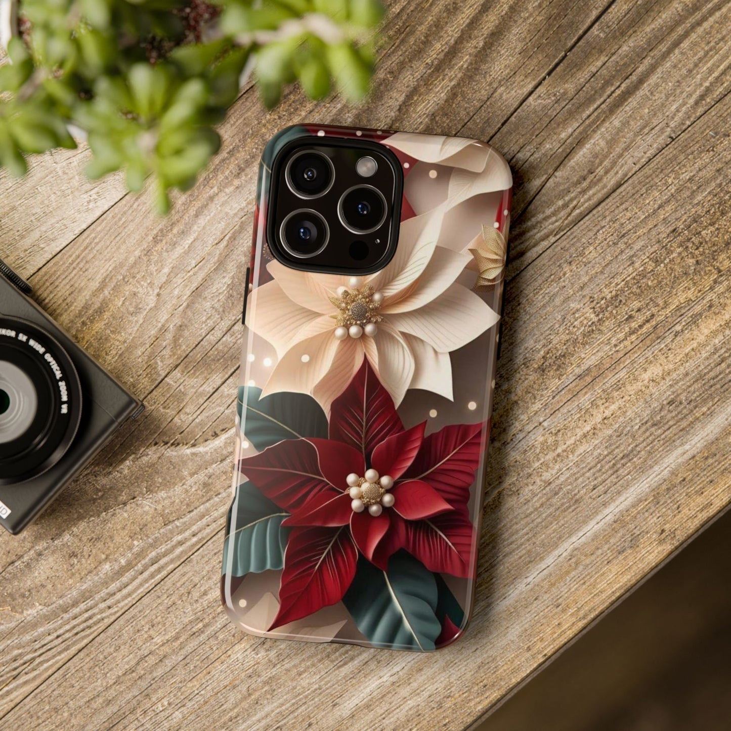 Festive Floral Phone Case - Holiday Design for Tough Protection