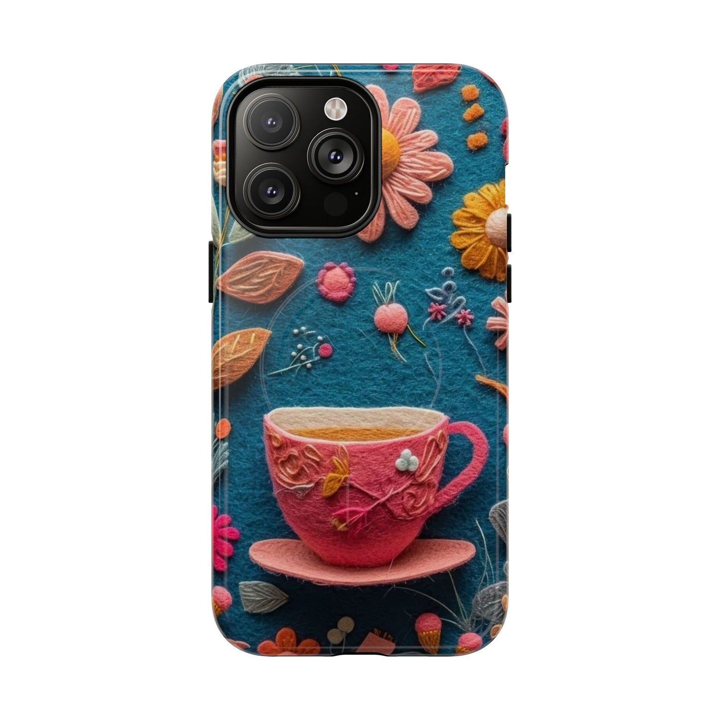 Floral Embroidered Tough Magnetic Phone Case