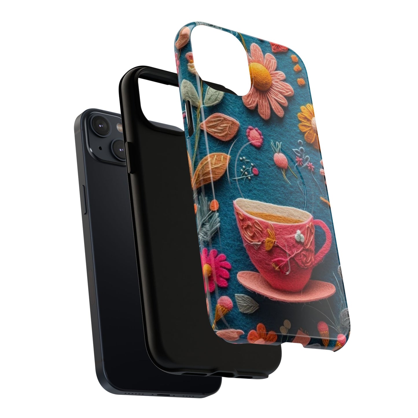 Floral Embroidered Tough Magnetic Phone Case