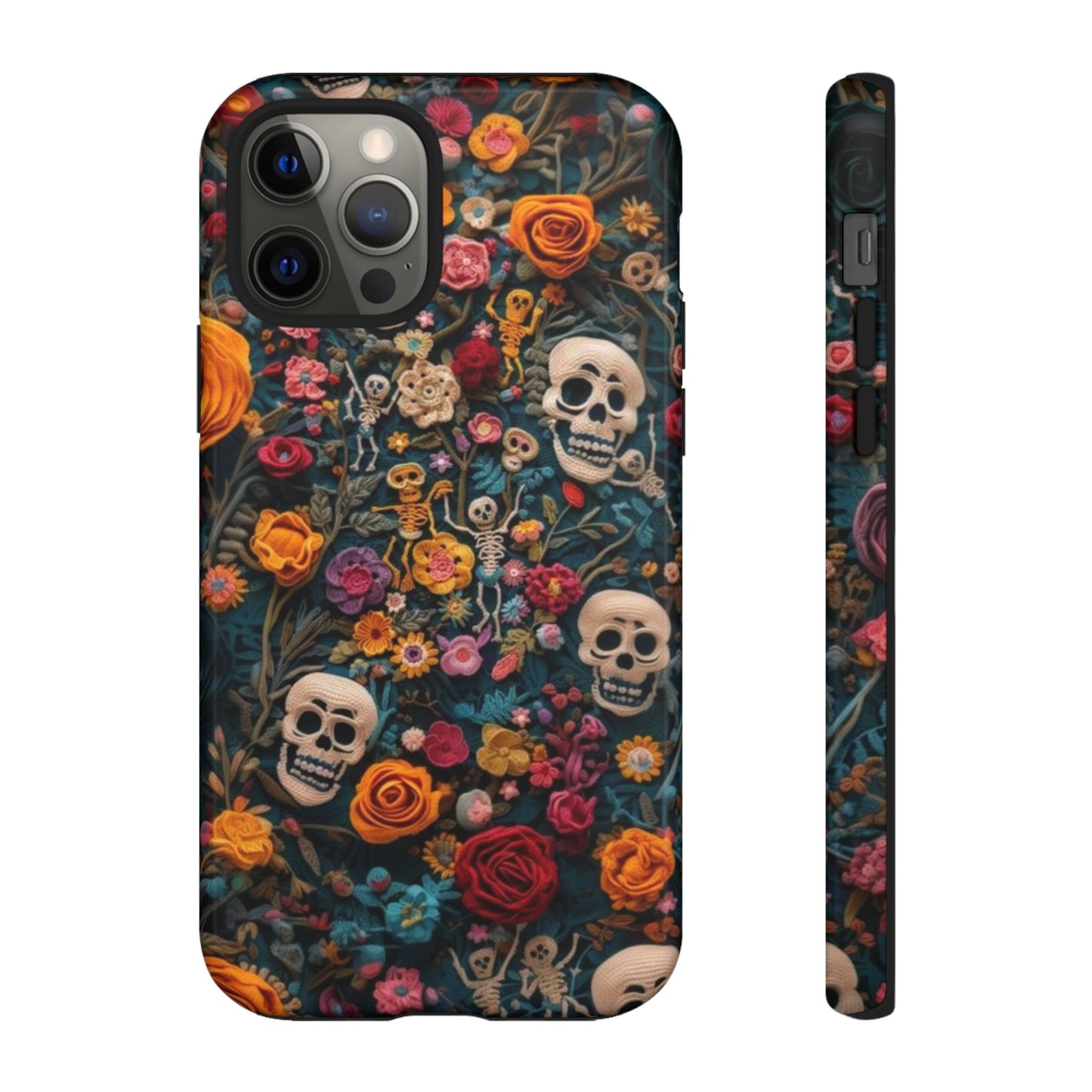 Gothic Floral Phone Case with Skulls