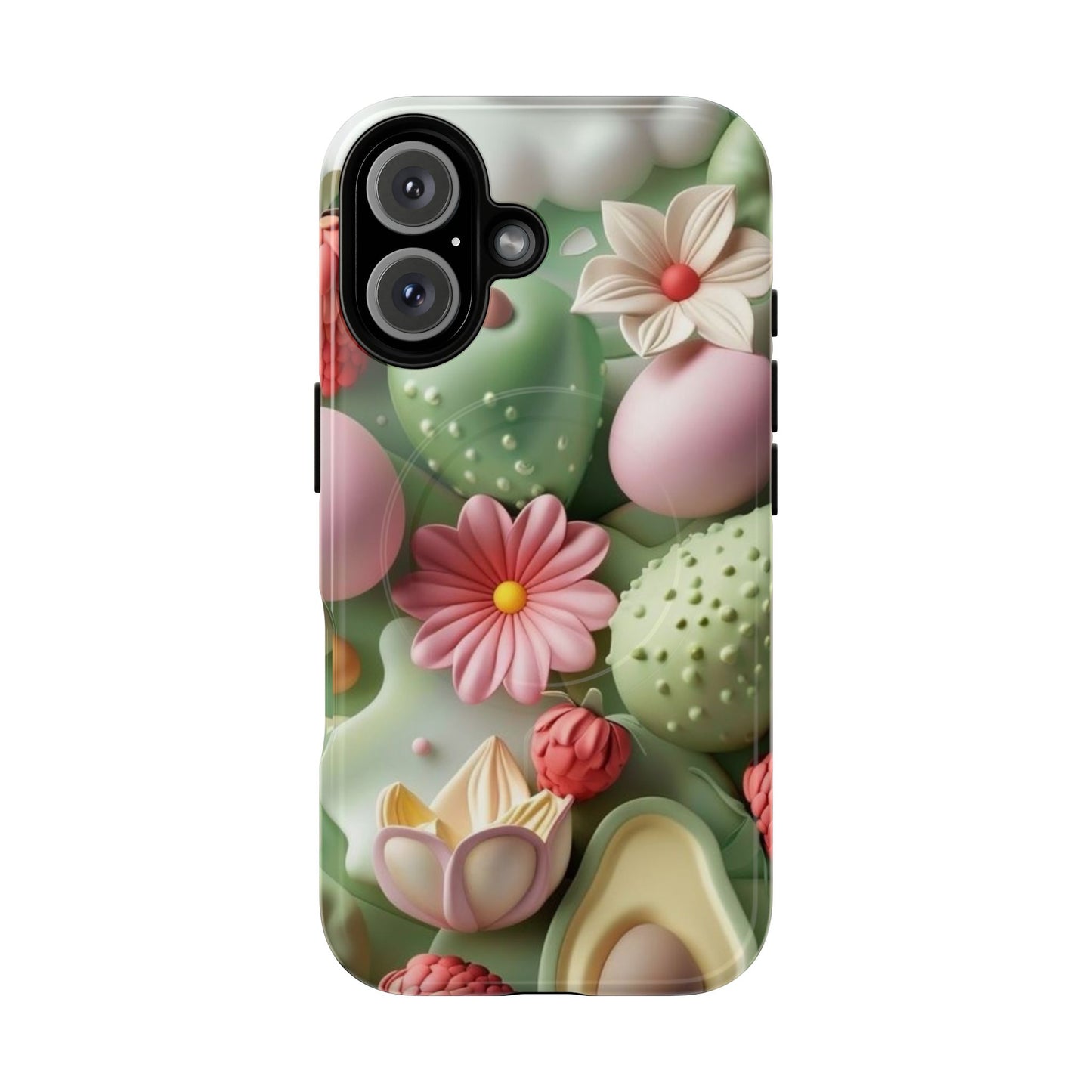 Floral Tough Magnetic Phone Case - Vibrant Cactus Design for Flower Lovers