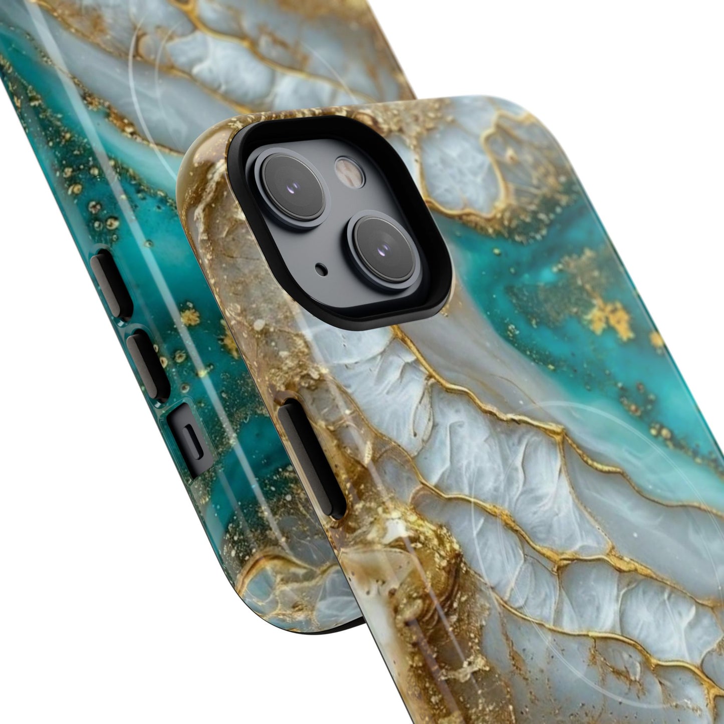 Elegant Tough Magnetic Phone Case with Marble Design