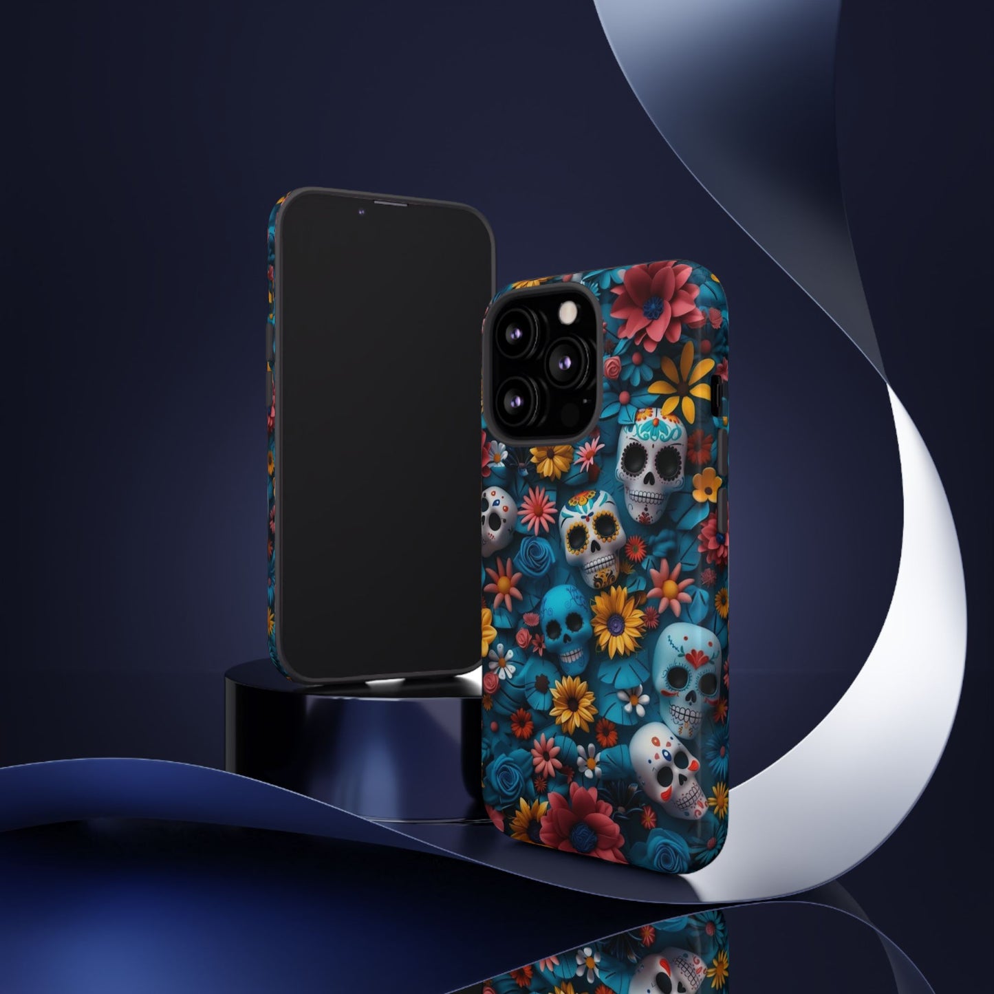 Colorful Floral Skull Phone Case - Day of the Dead Inspired Tough Cases