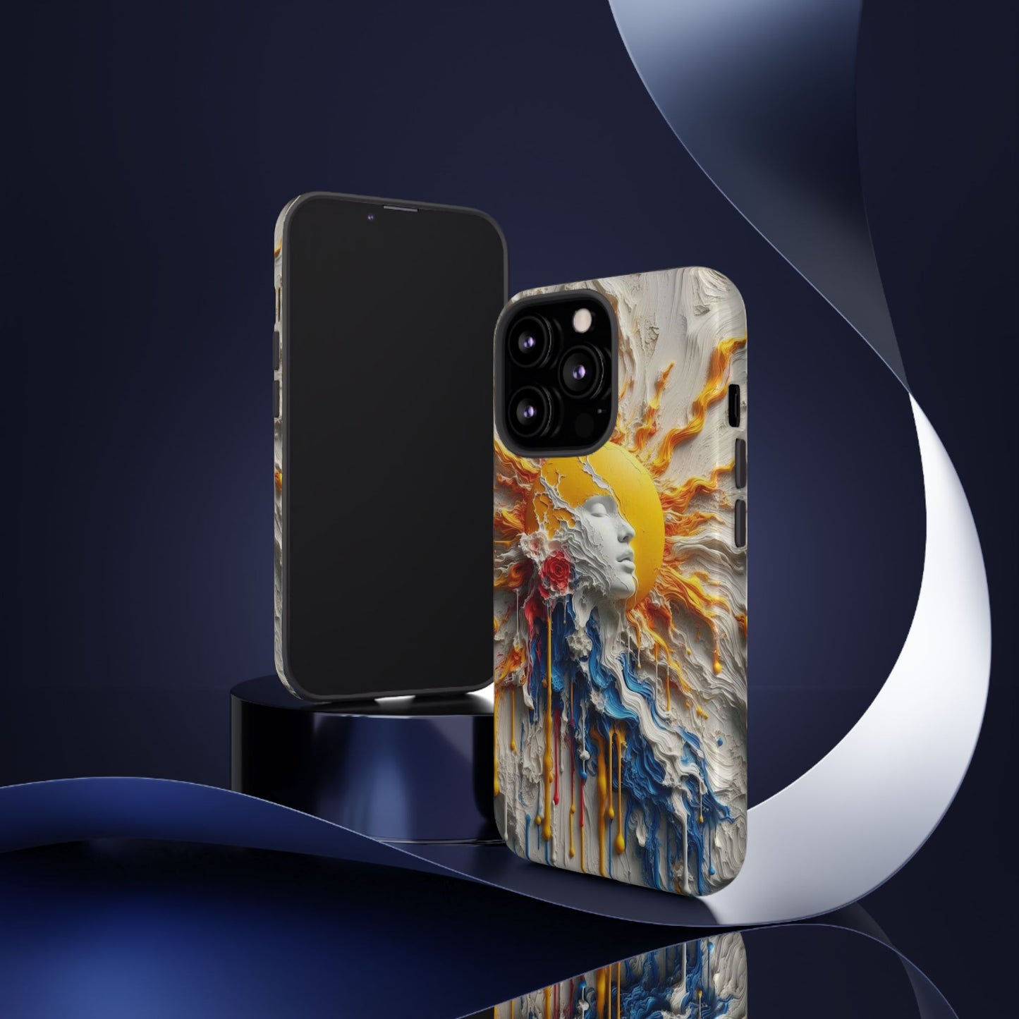 Artistic Phone Case - Sun & Floral Design for Creative Souls