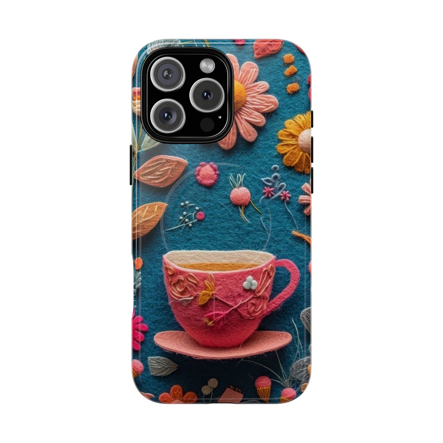 Floral Embroidered Tough Magnetic Phone Case