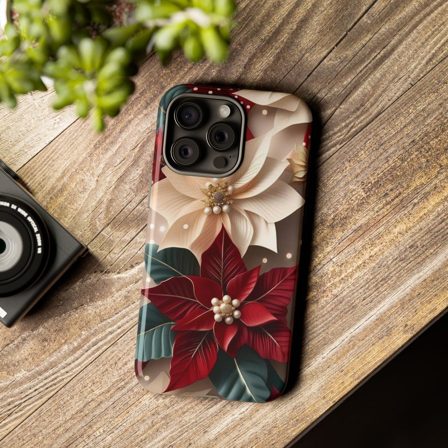 Festive Floral Phone Case - Holiday Design for Tough Protection