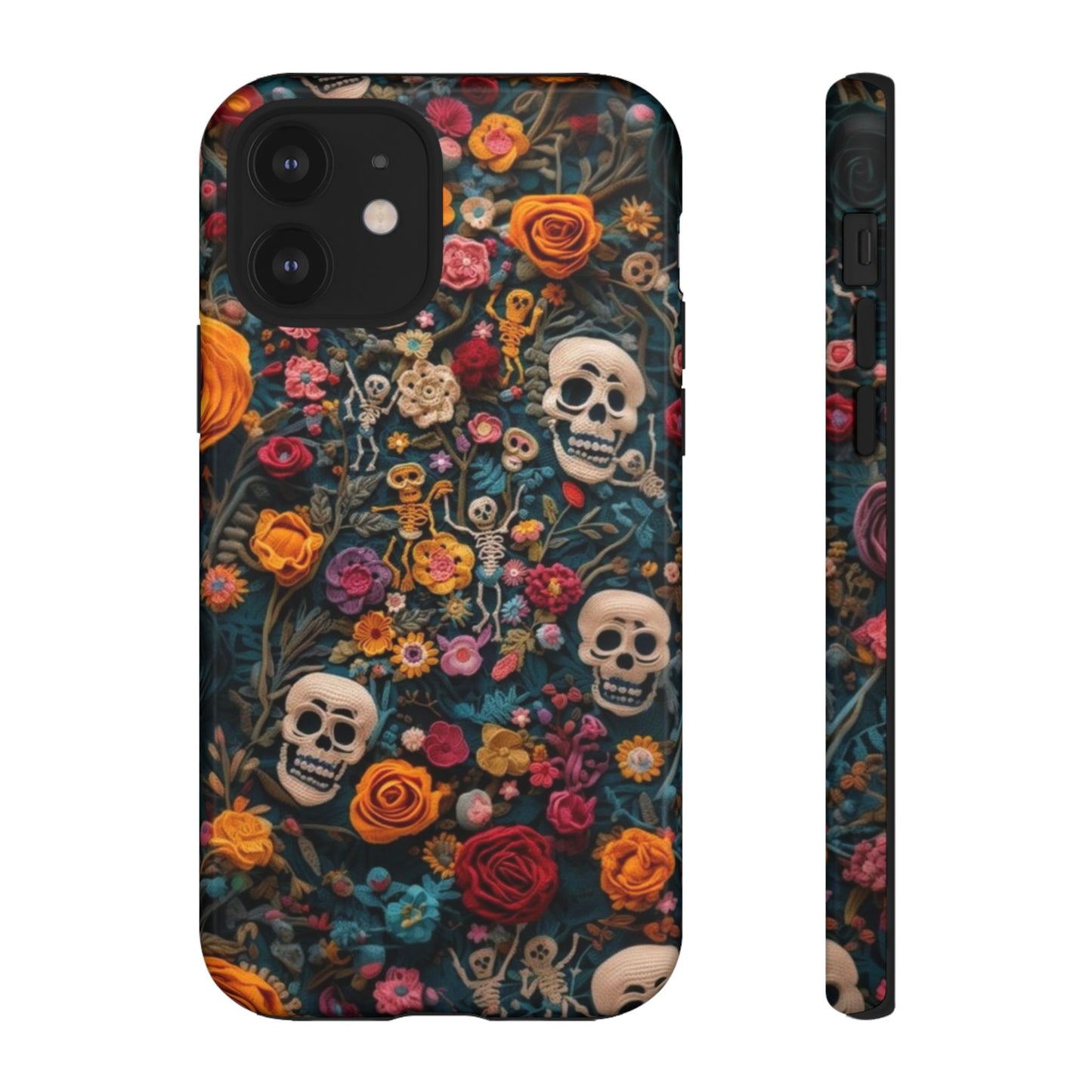 Gothic Floral Phone Case with Skulls