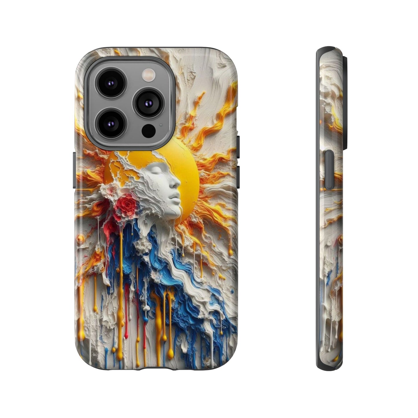 Artistic Phone Case - Sun & Floral Design for Creative Souls