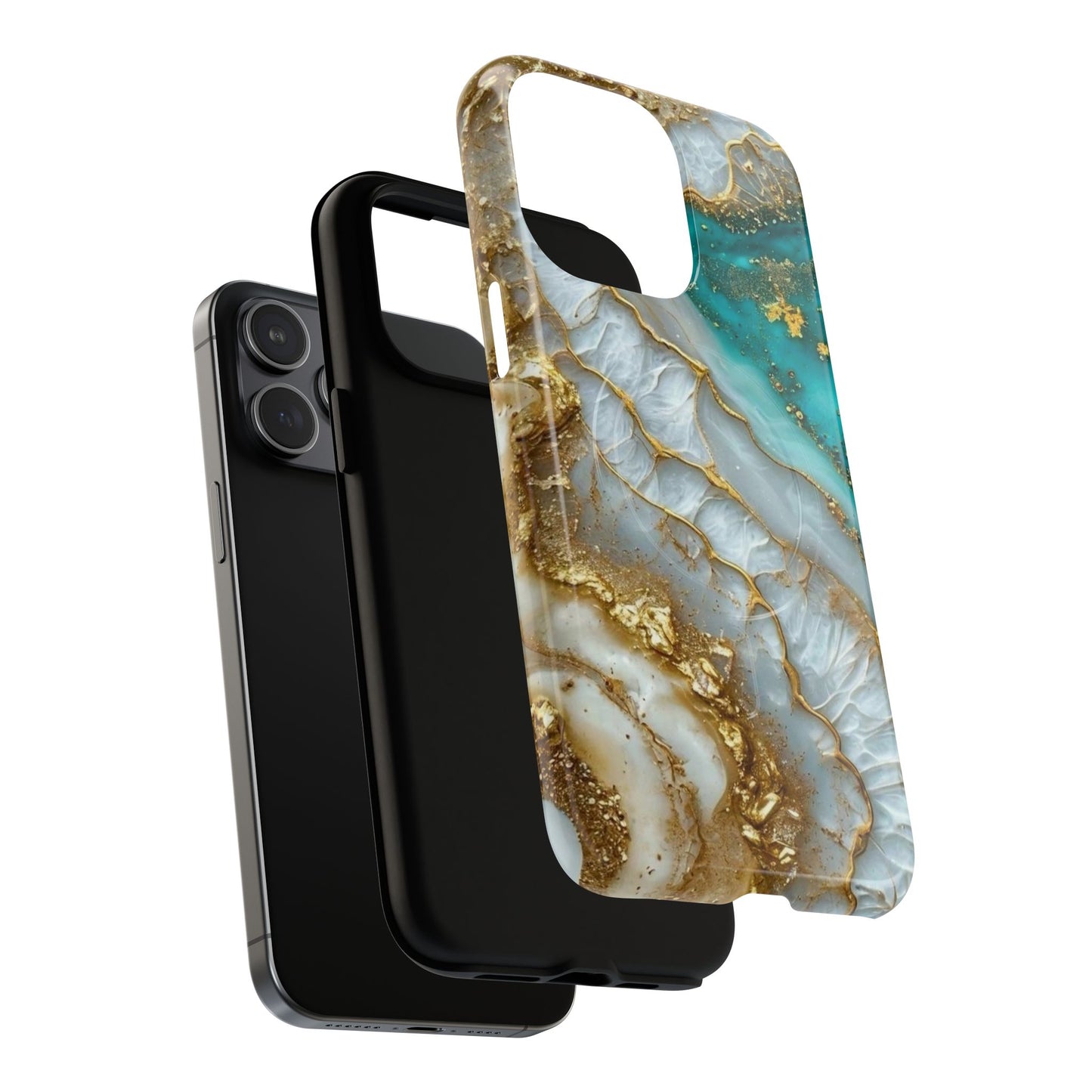 Elegant Tough Magnetic Phone Case with Marble Design