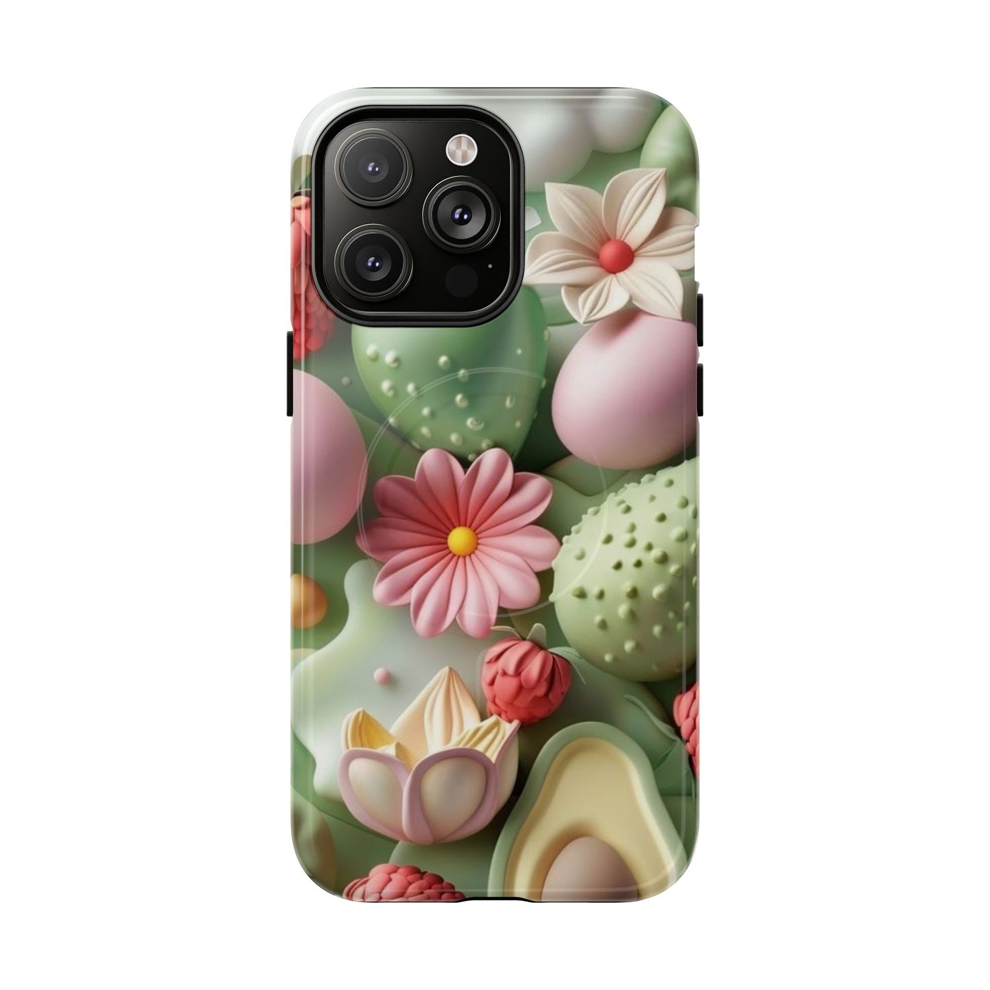 Floral Tough Magnetic Phone Case - Vibrant Cactus Design for Flower Lovers