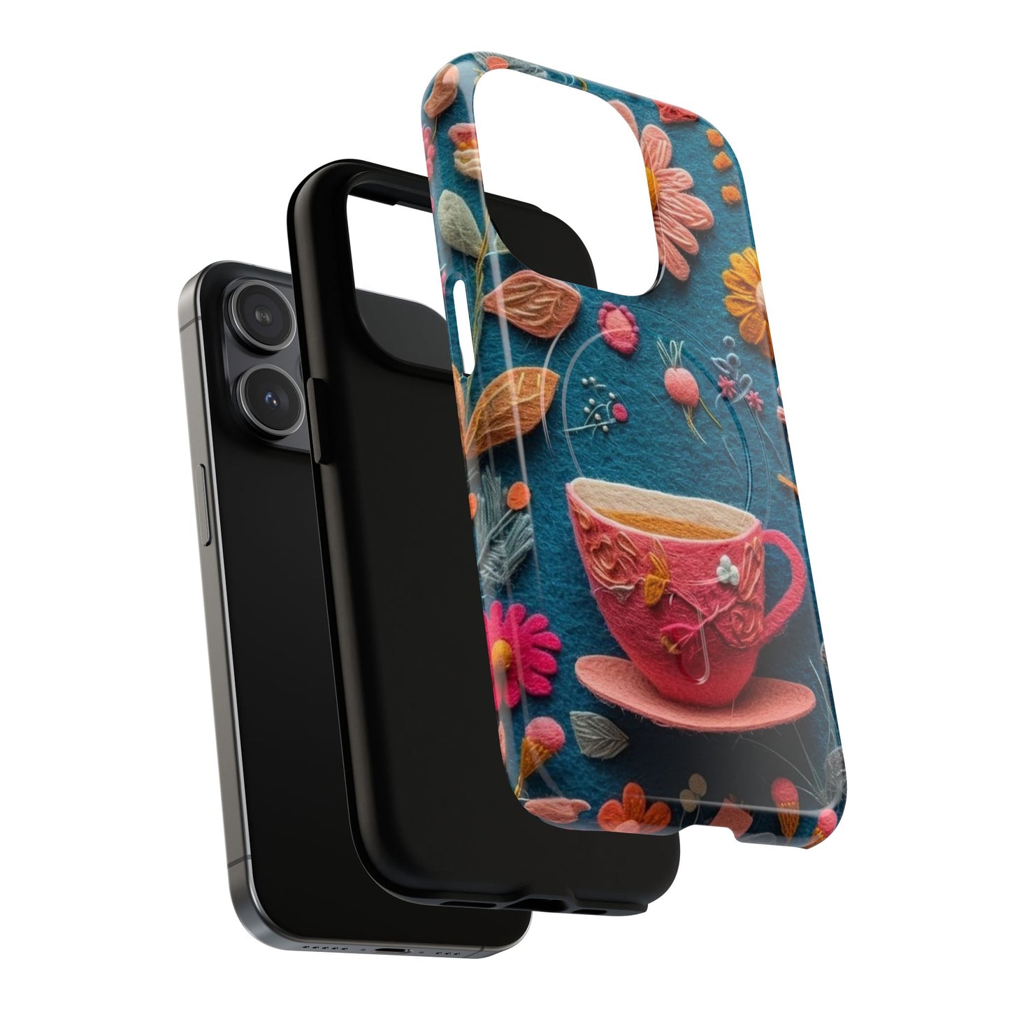 Floral Embroidered Tough Magnetic Phone Case