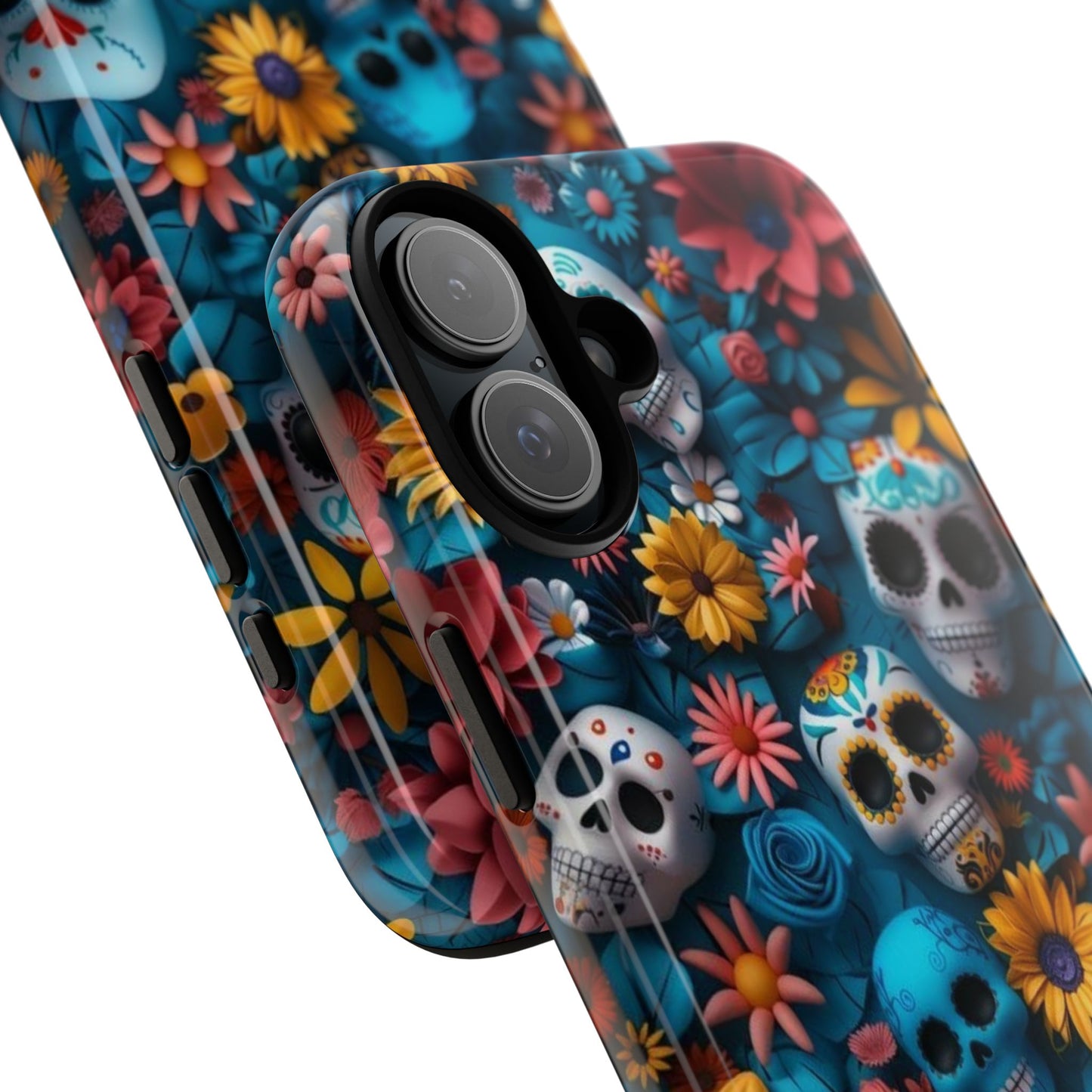 Colorful Floral Skull Phone Case - Day of the Dead Inspired Tough Cases