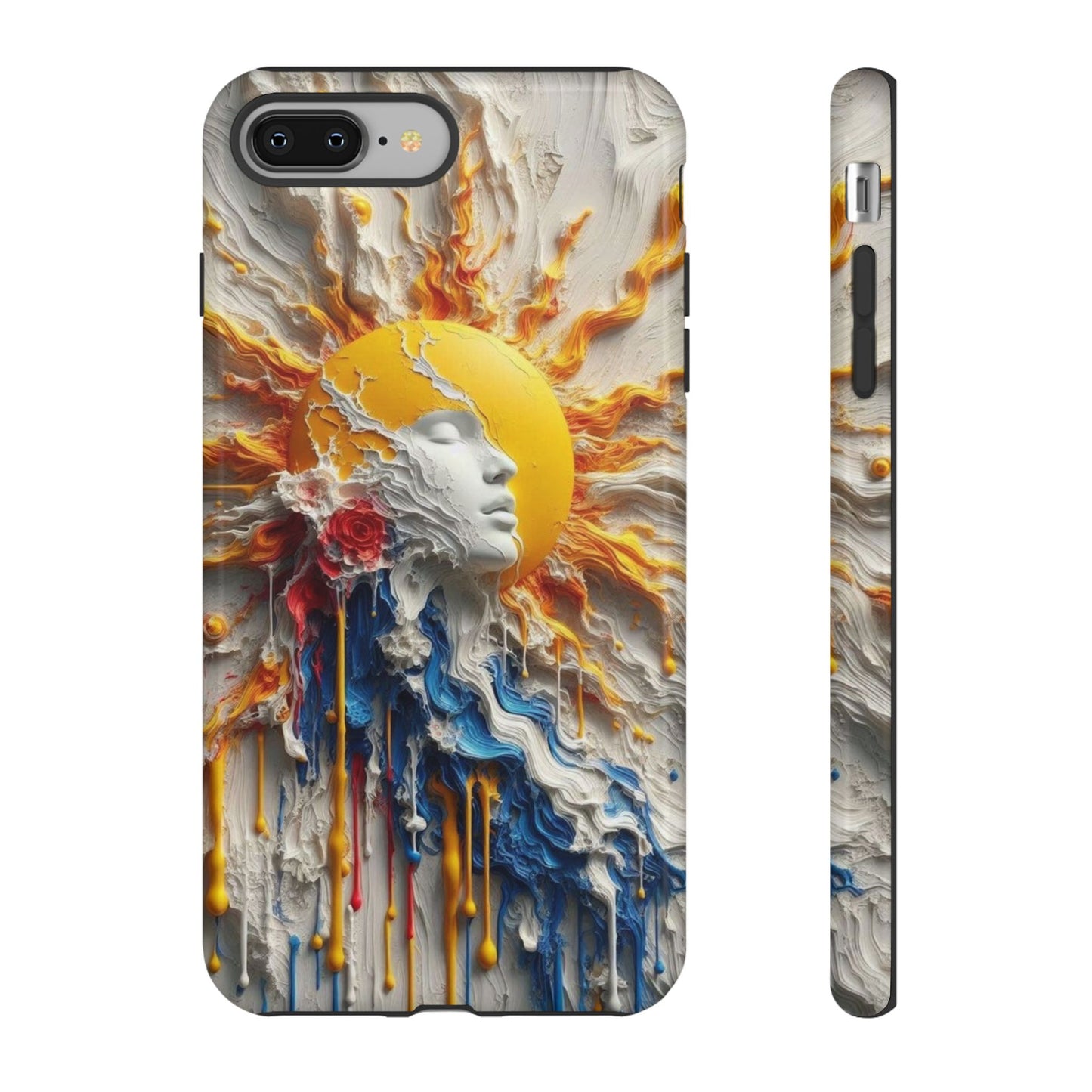 Artistic Phone Case - Sun & Floral Design for Creative Souls