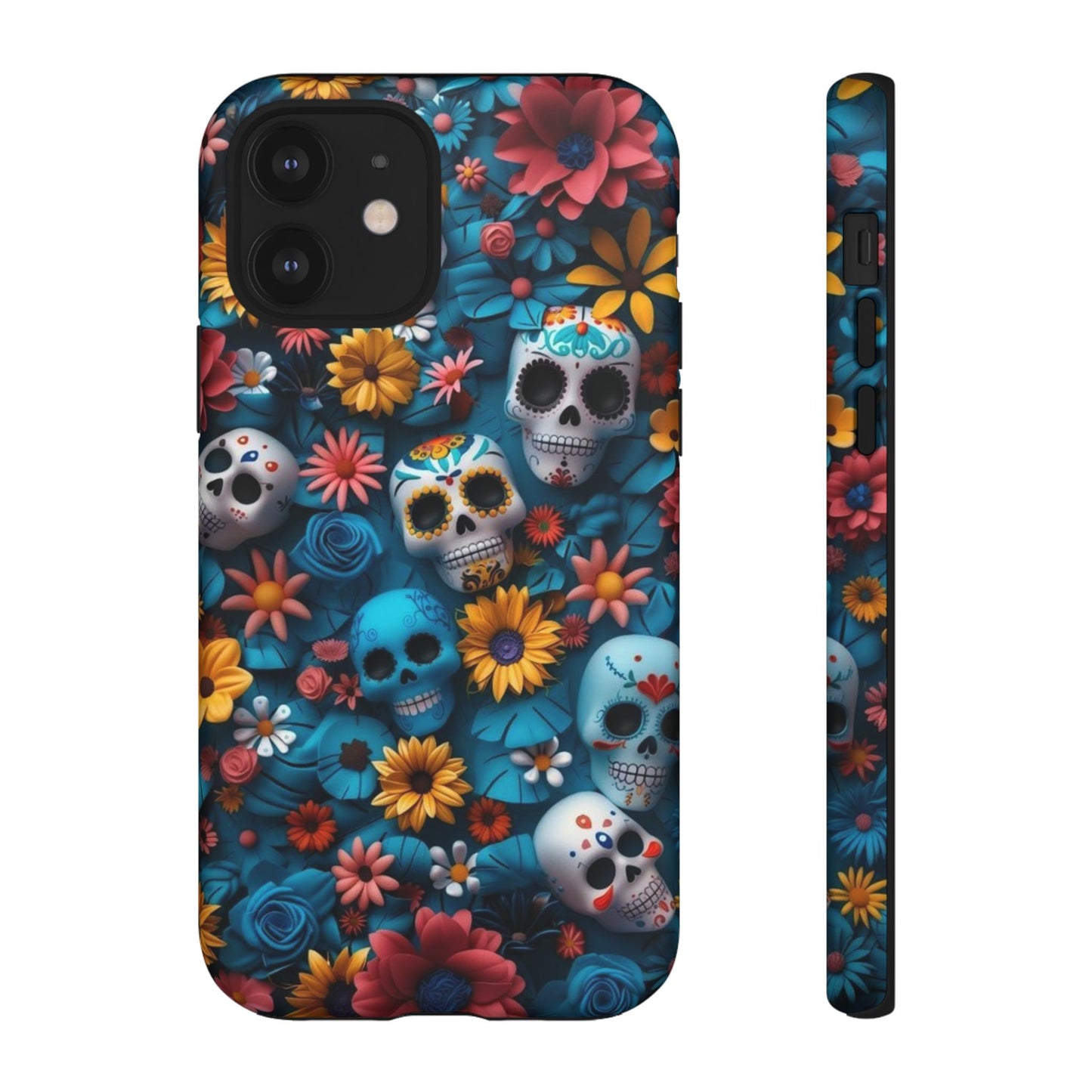 Colorful Floral Skull Phone Case - Day of the Dead Inspired Tough Cases