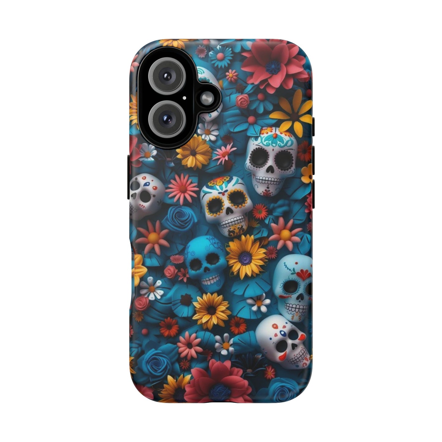 Colorful Floral Skull Phone Case - Day of the Dead Inspired Tough Cases