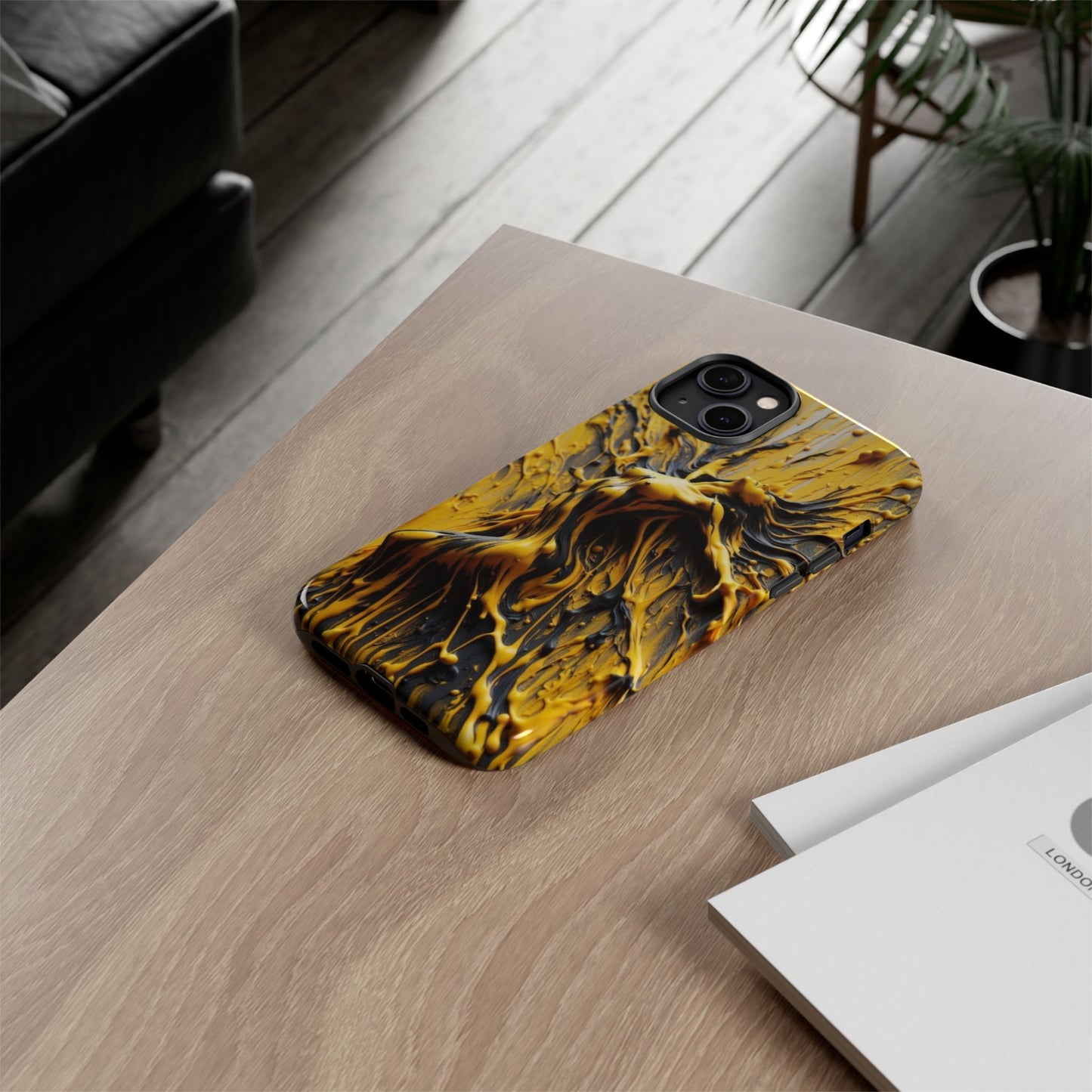 Bold Art Phone Case - Vibrant Yellow Abstract Design