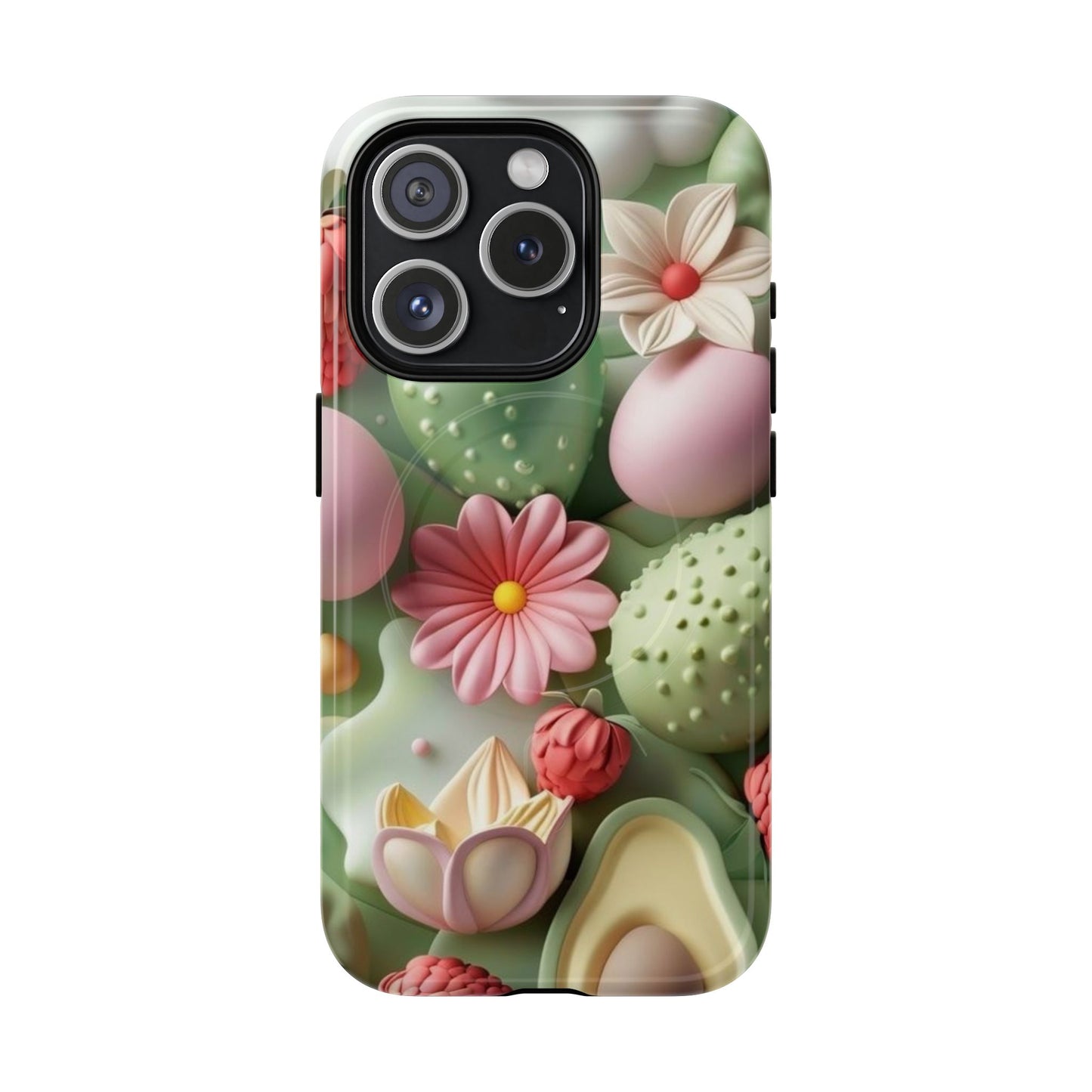 Floral Tough Magnetic Phone Case - Vibrant Cactus Design for Flower Lovers