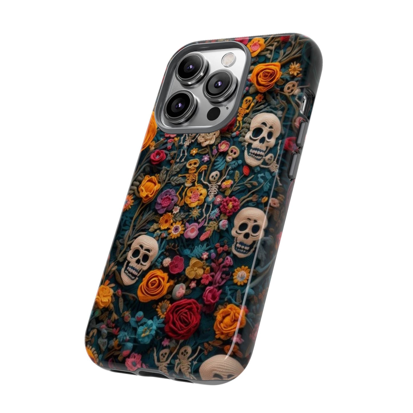 Gothic Floral Phone Case with Skulls