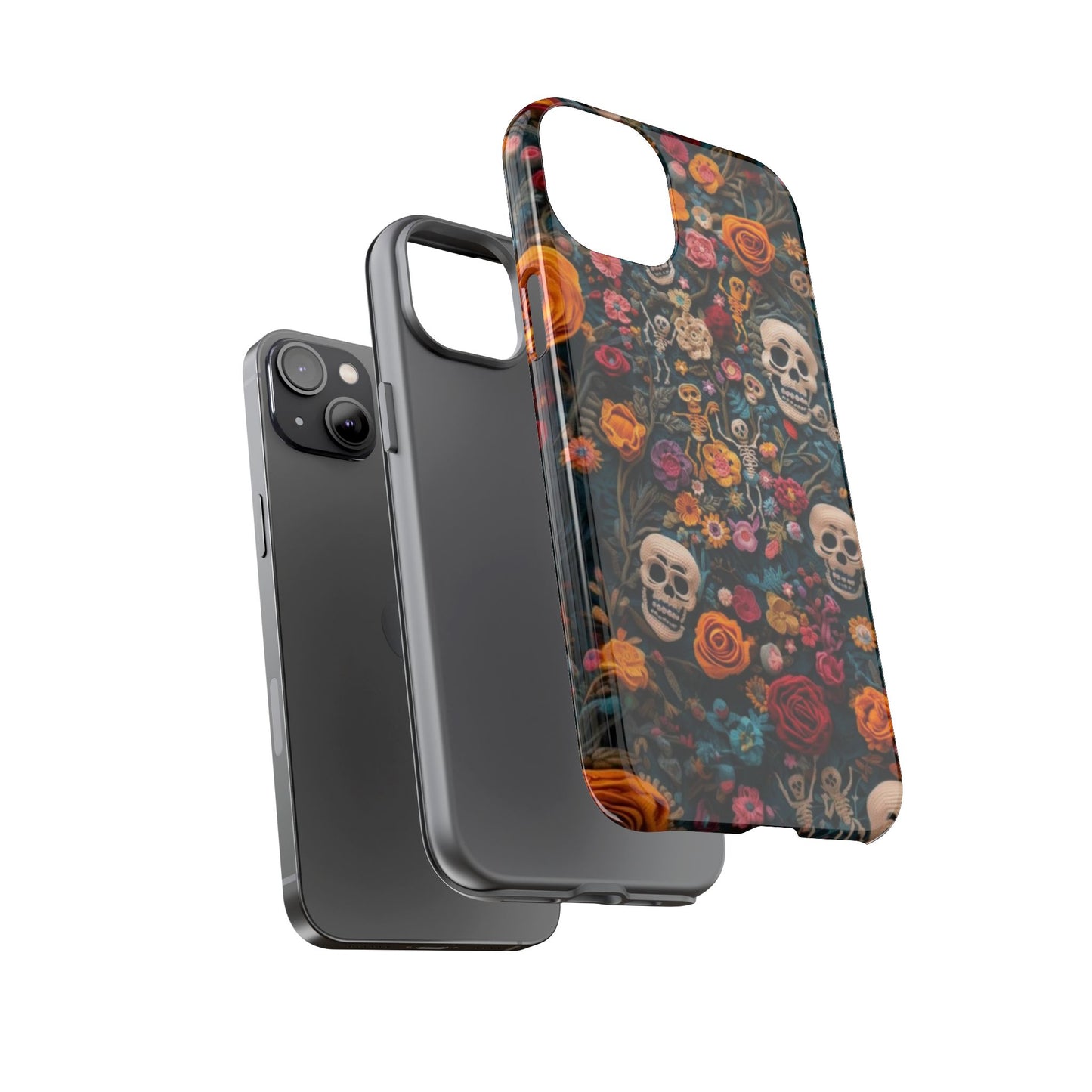 Gothic Floral Phone Case with Skulls