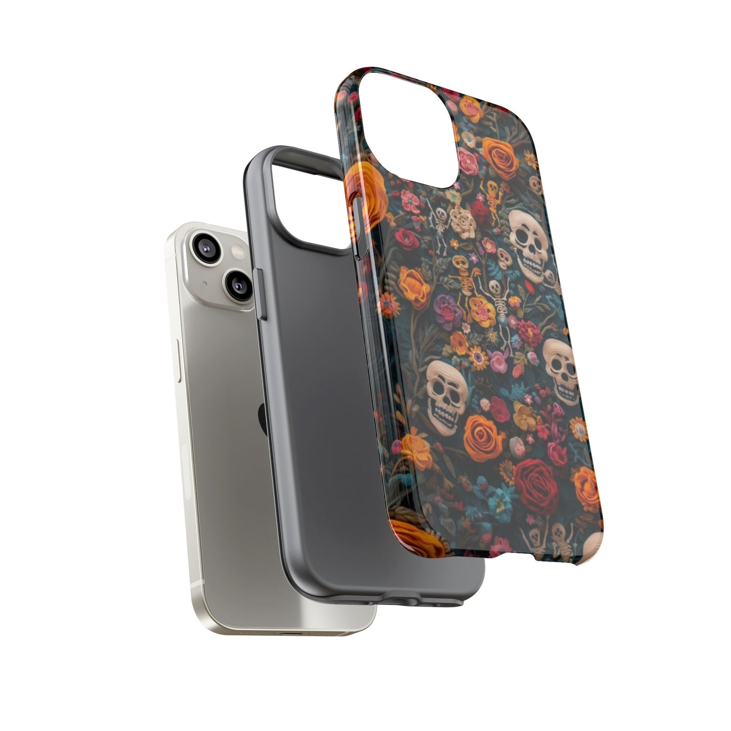 Gothic Floral Phone Case with Skulls